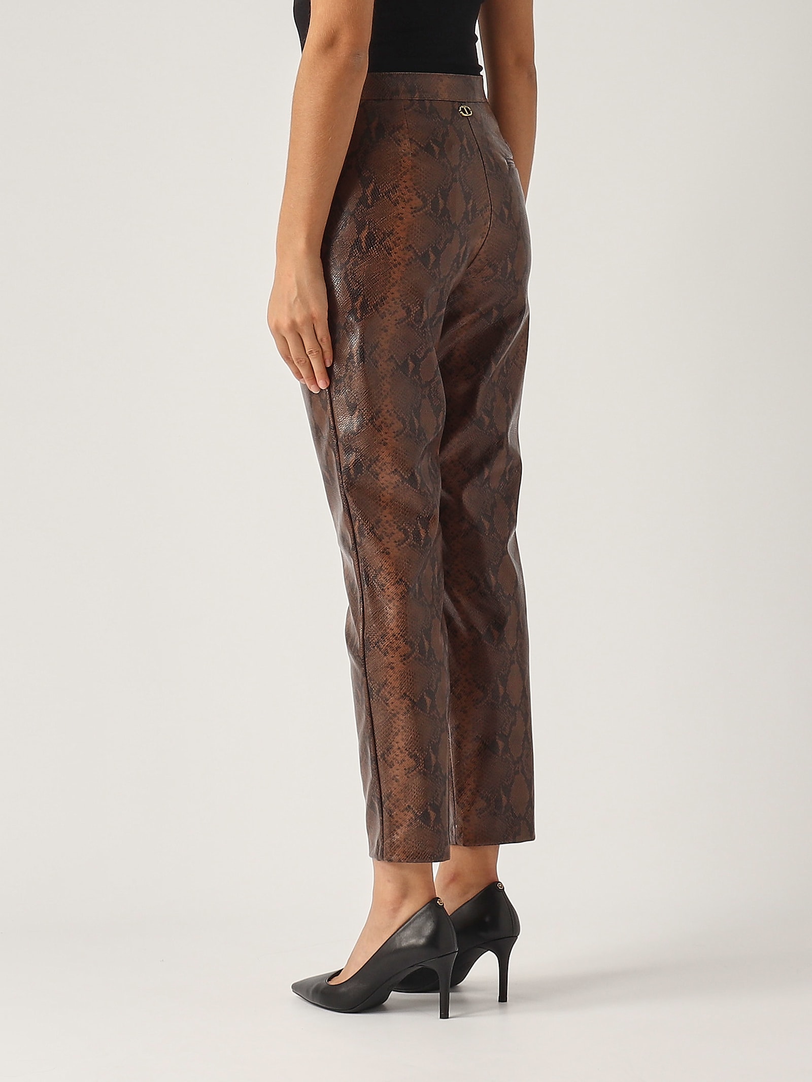 Shop Twinset Poliester Trousers In Caffe