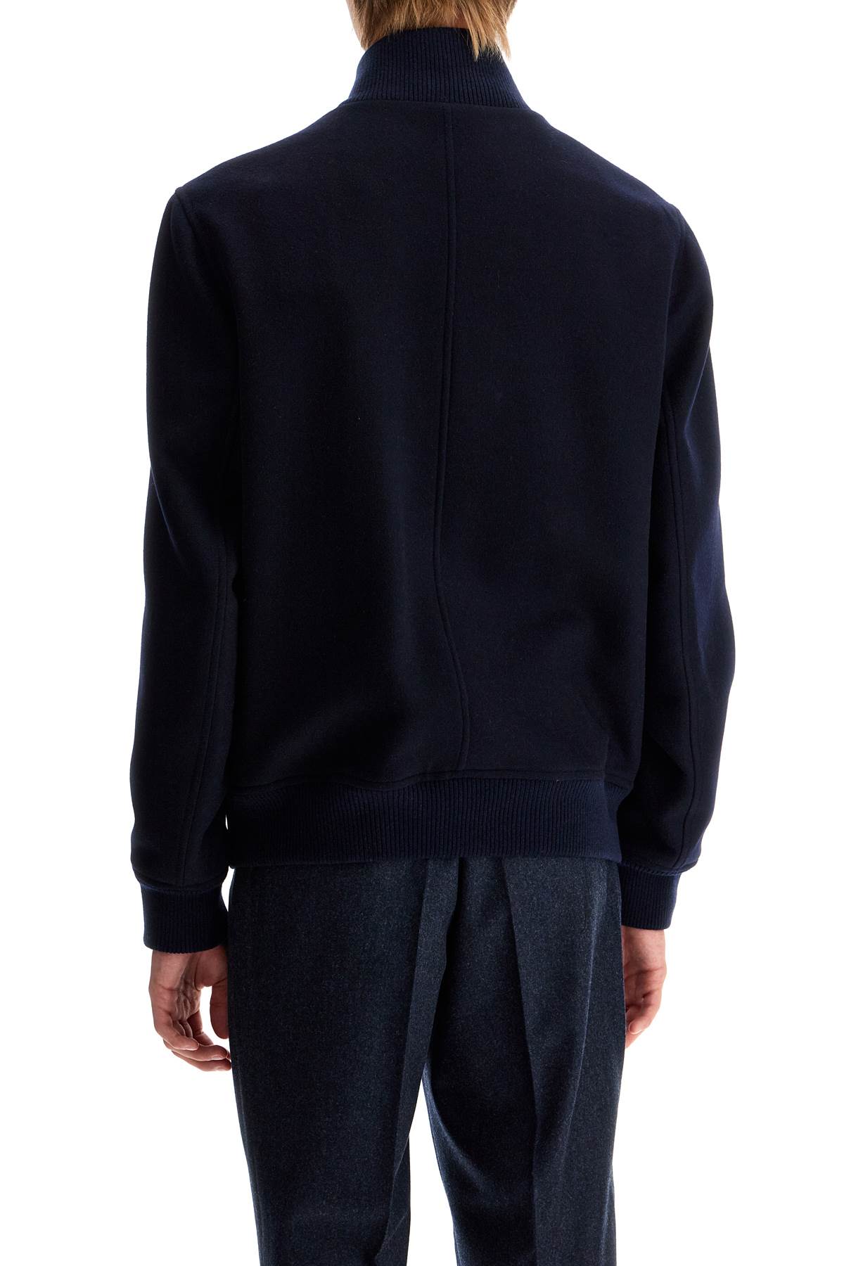 Shop Brunello Cucinelli Beaver Bomber Jacket In Italian In Navy/antracite+rubino+blu (blue)