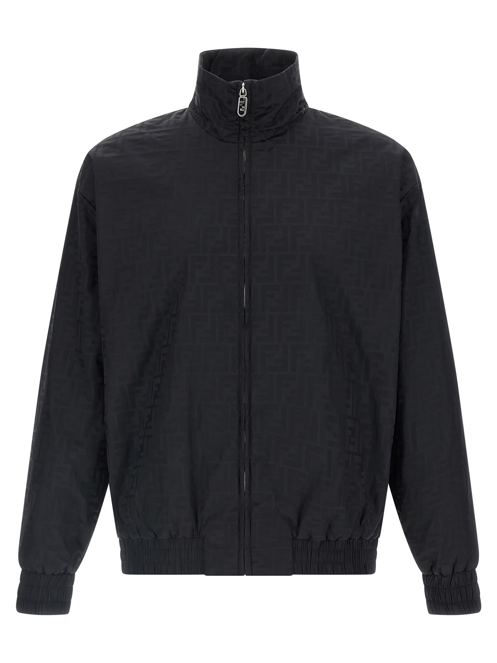 Fendi Bomber Nylon Ff Puffer Jackets Black In Black
