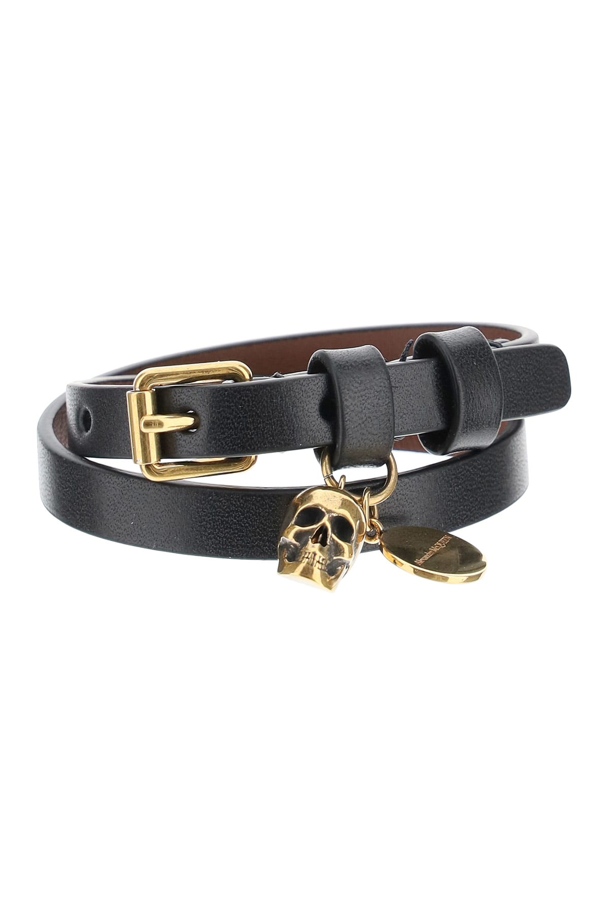 Alexander McQueen Pionier Double Wrap Leather Bracelet
