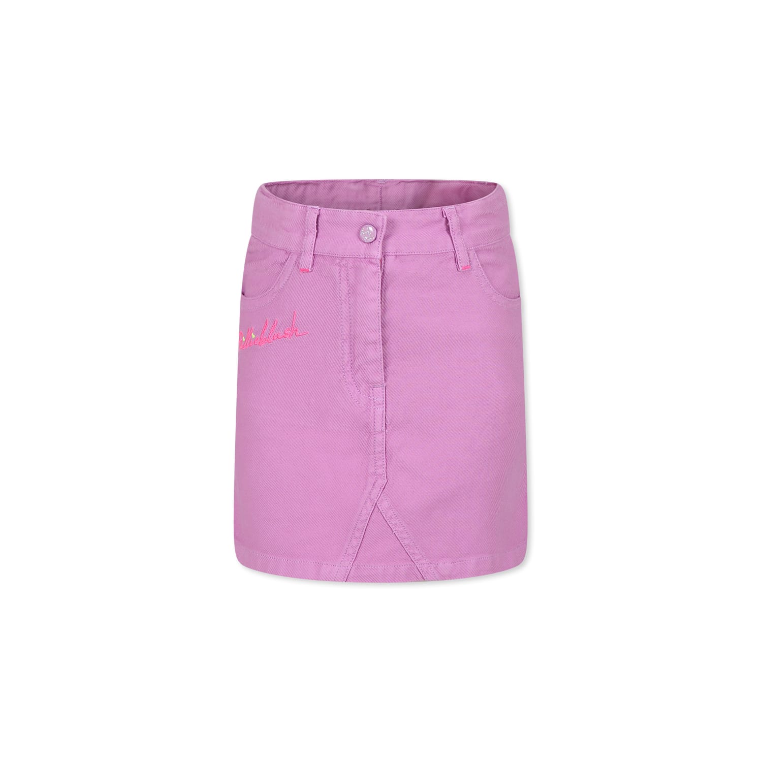 Billieblush Purple Skirt For Girl With Logo In Pink