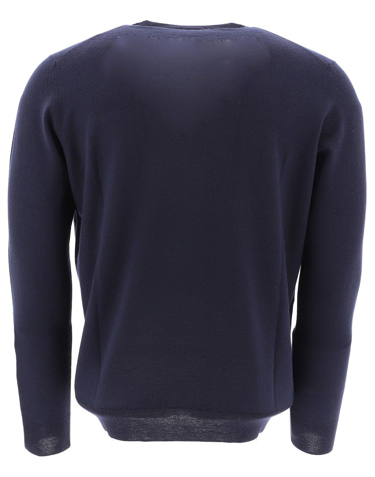 Shop Drumohr Long Sleeved Crewneck Jumper Sweater In Blu Scuro
