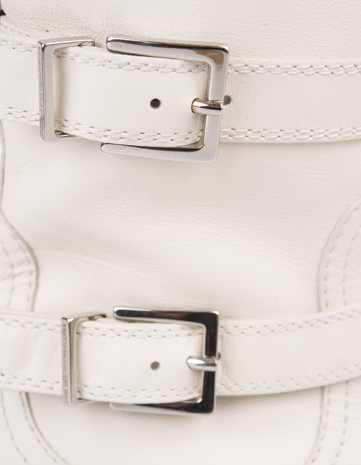 Shop Ermanno Scervino Bikers In White Leather With Straps