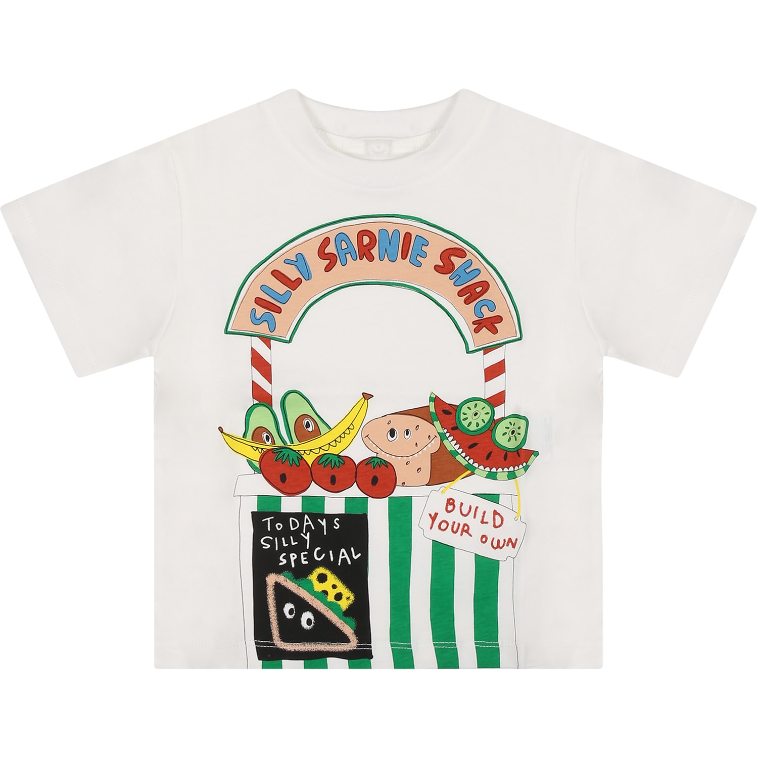 Stella Mccartney Kids' White T-shirt For Baby Boy With Fruit Print