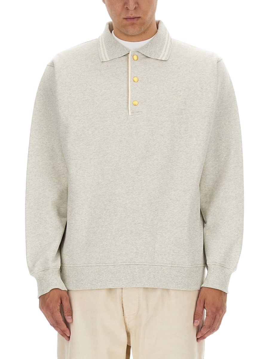 Shop Drôle De Monsieur Sweatshirt Polo. In Grey