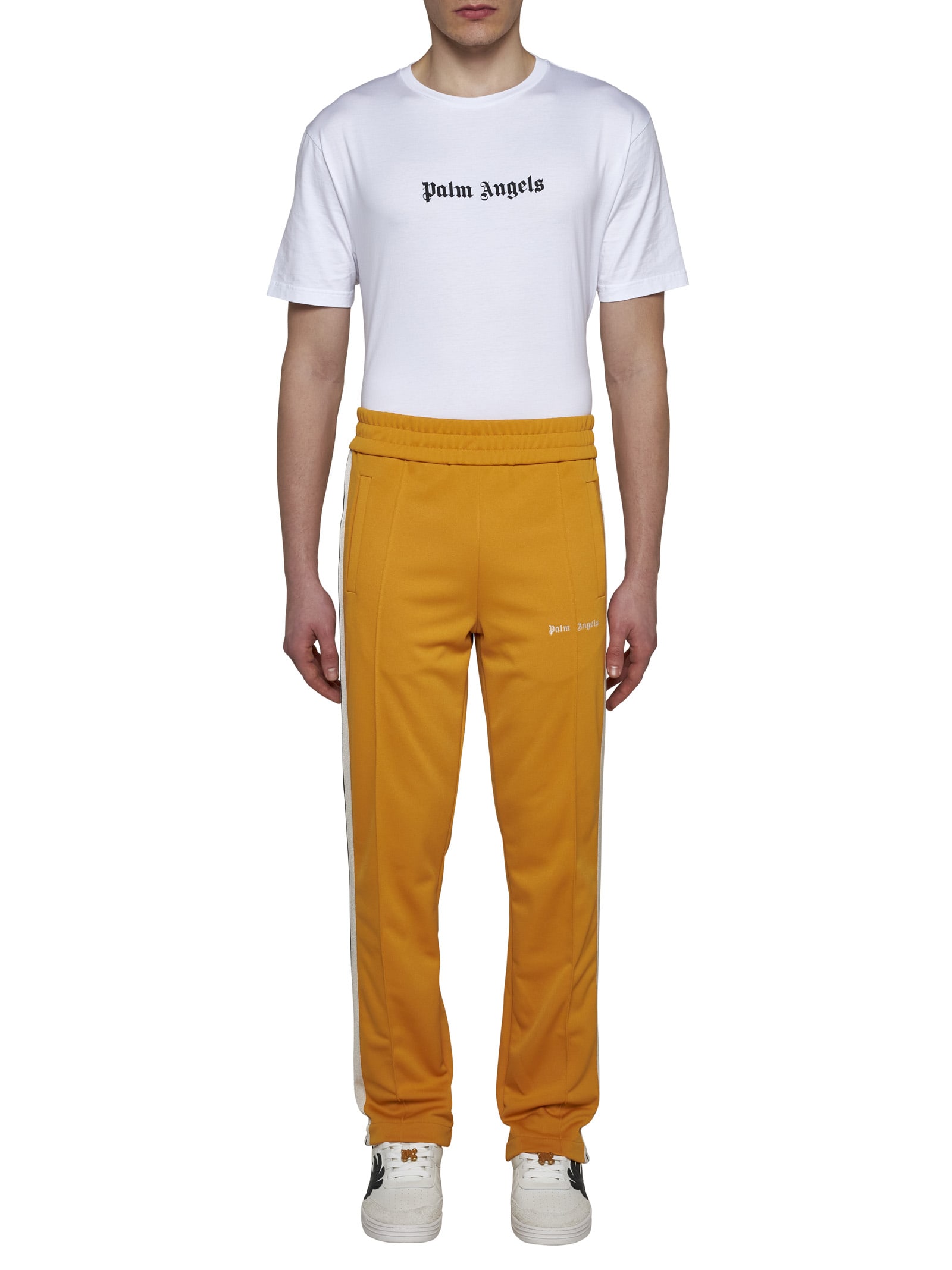 Shop Palm Angels Pants In Orange Off White