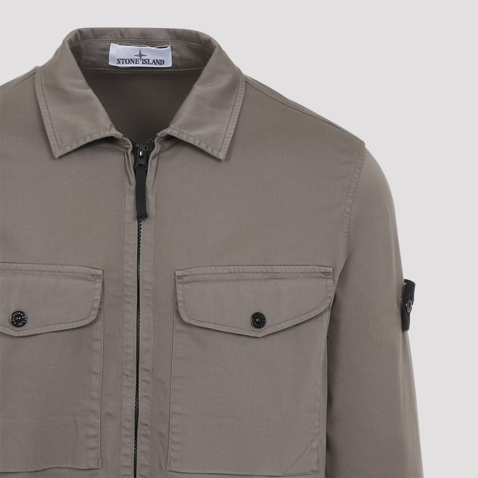 Shop Stone Island Cotton Overshirt In Grigio