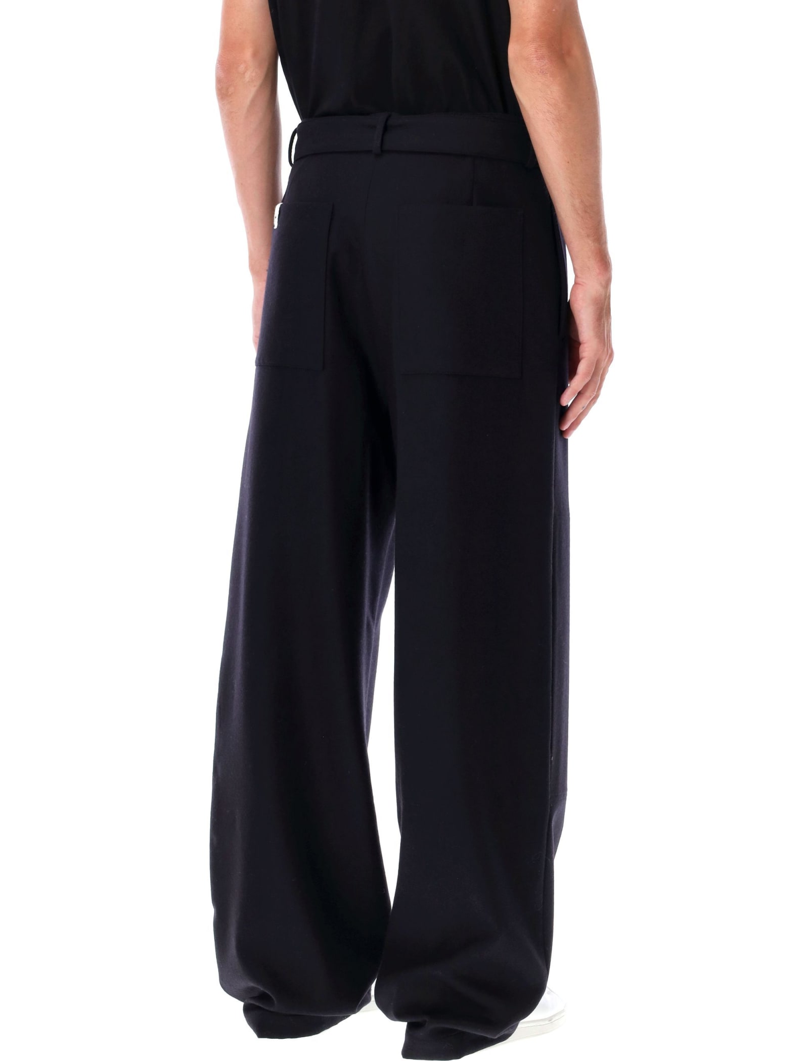 Shop Jil Sander Belted Pant In Black