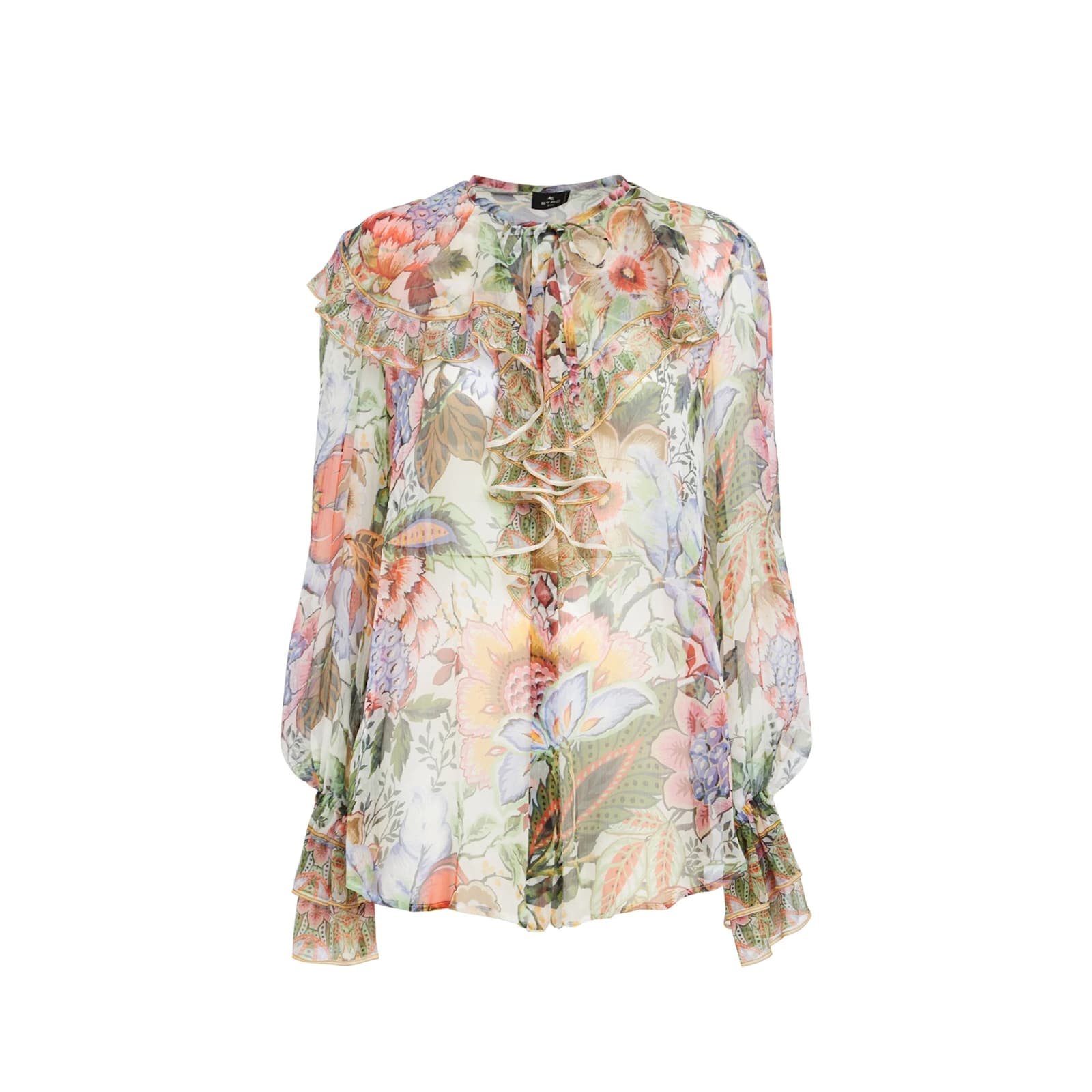 Shop Etro Silk Printed Shirt In White