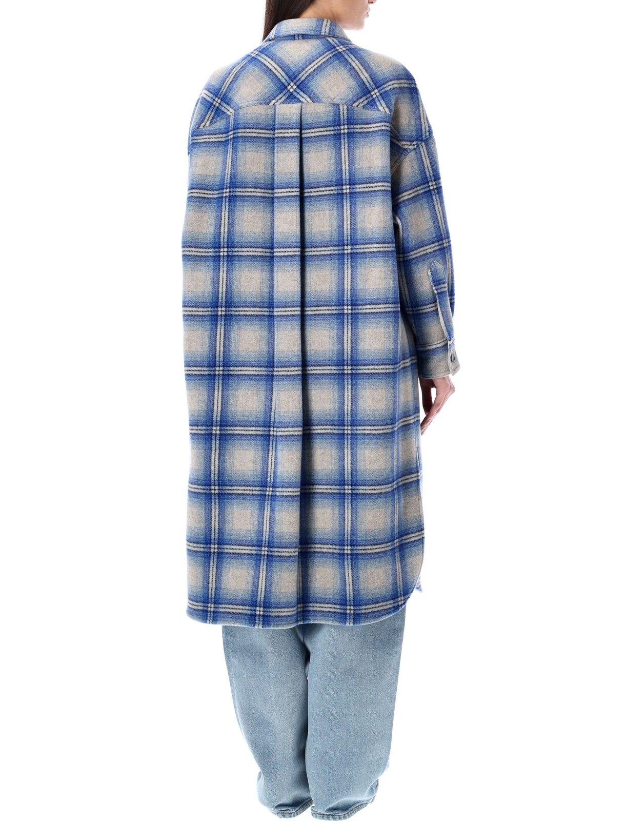 Shop Isabel Marant Checked Coat In Blue