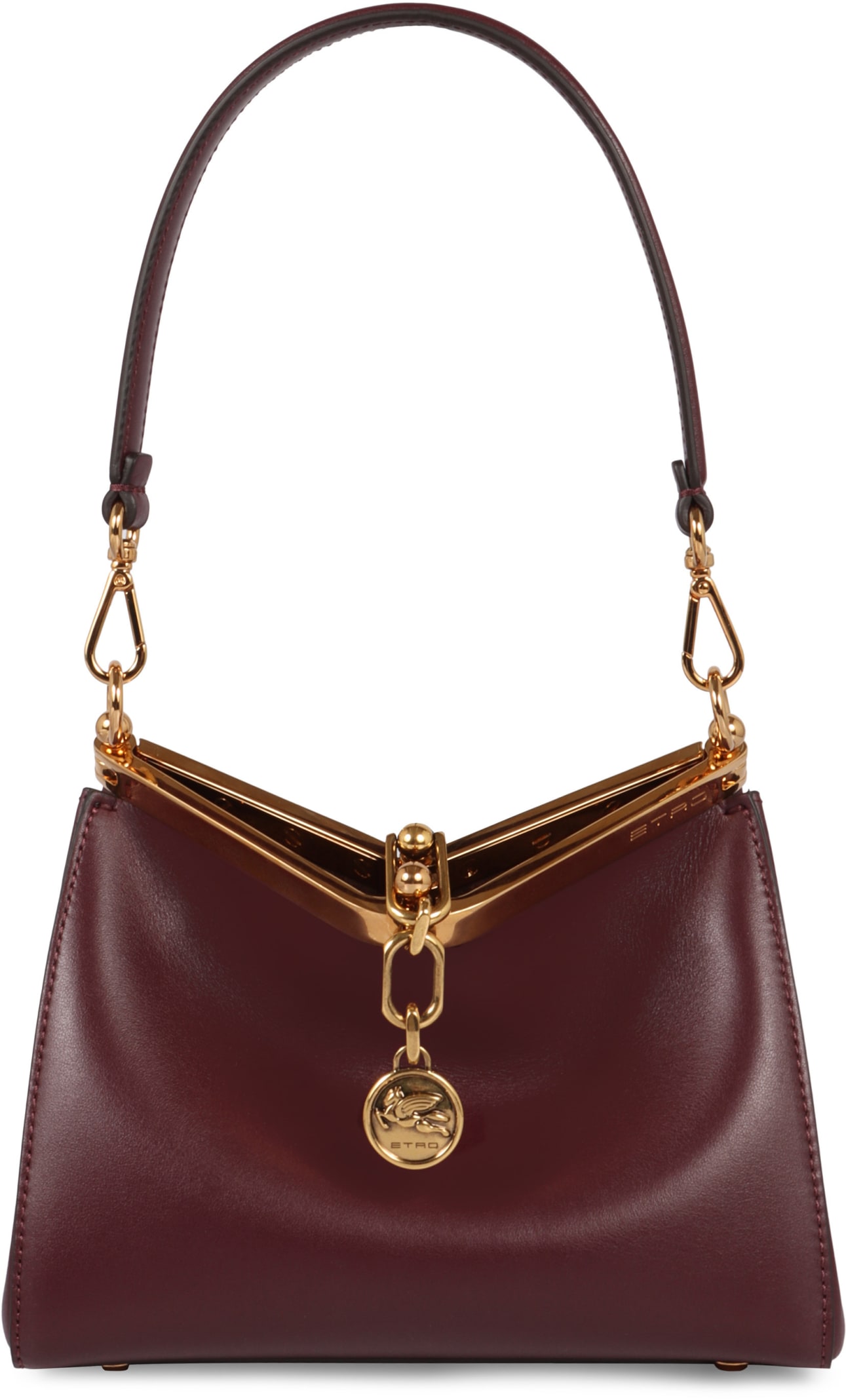 Shop Etro Vela Mini Leather Shoulder Bag In Burgundy