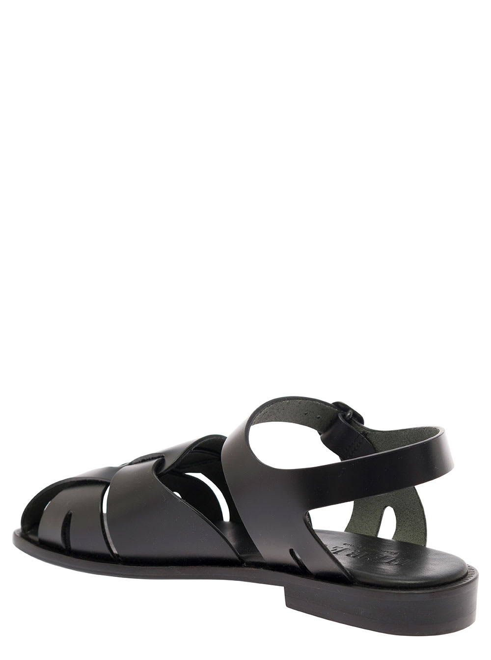 Shop Hereu Pedra Black Sandals With Ankle Buckle In Woven Leather Woman