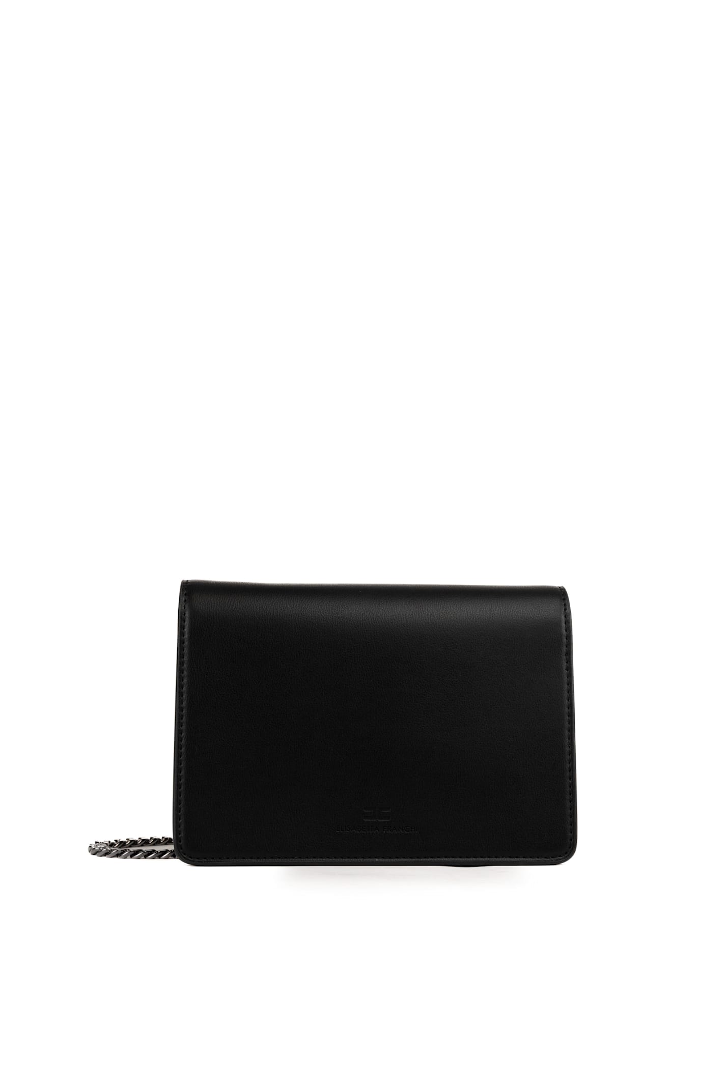 Shop Elisabetta Franchi Shoulder Bag With Logo Walker In Nero