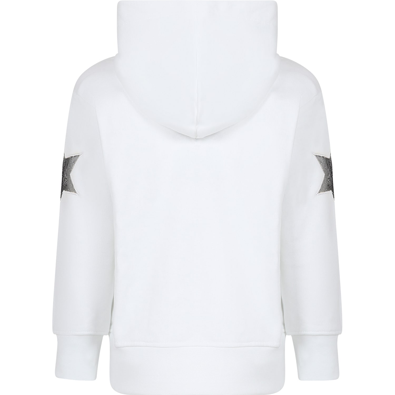 Shop Msgm White Sweatshirt For Girl With Logo And Stars