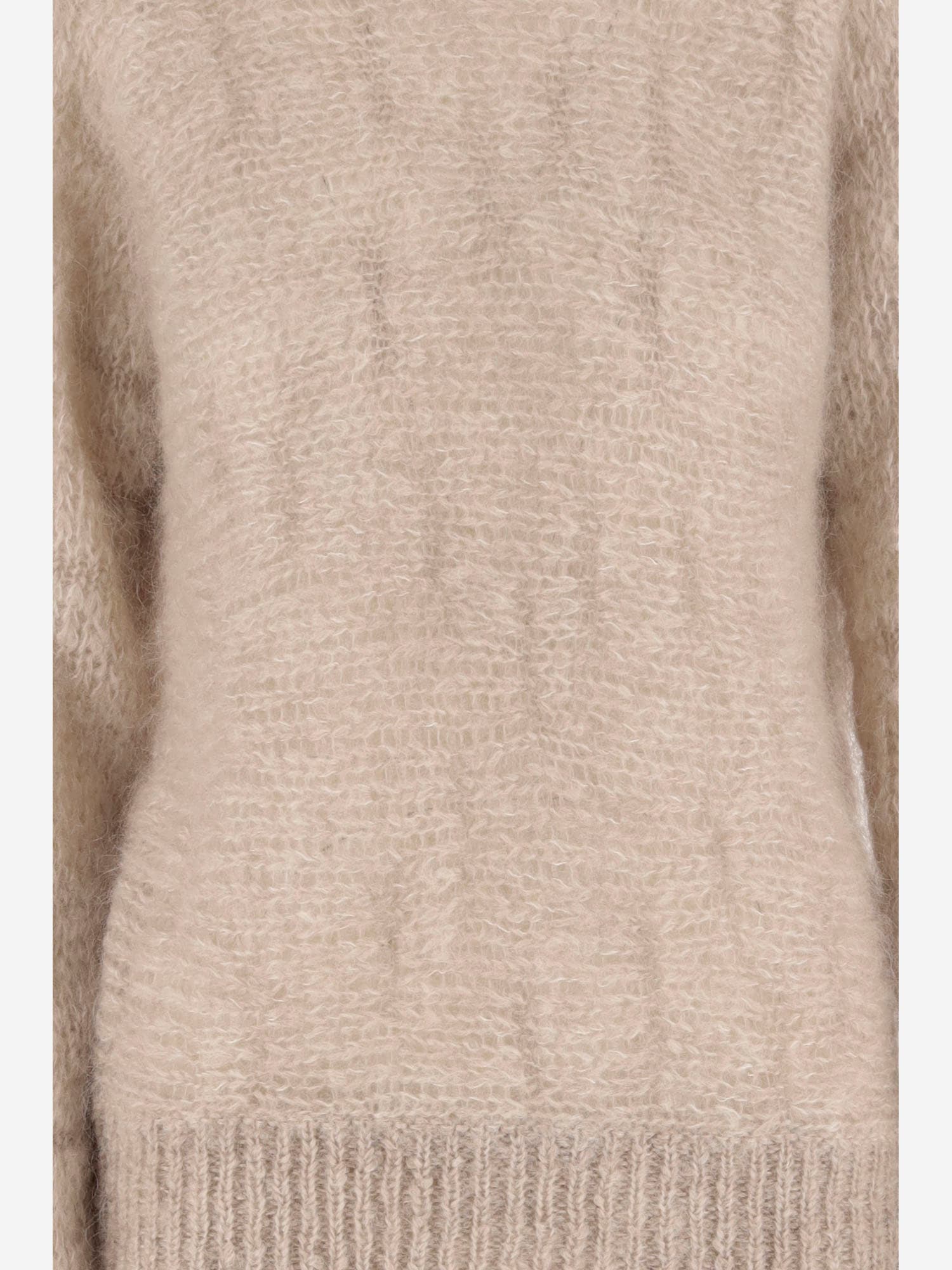 Shop Blumarine Mohair Blend Sweater With Roses In Beige