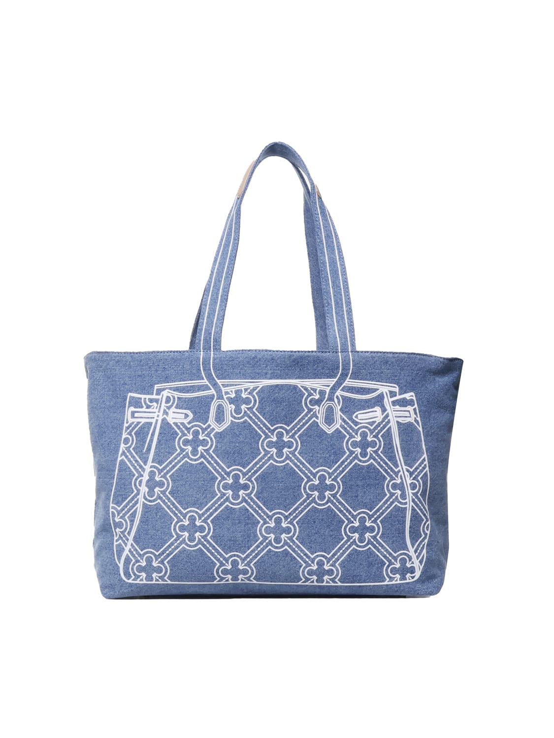 Shop V73 Must Denim Shoulder Bag With Embroidery In Blue