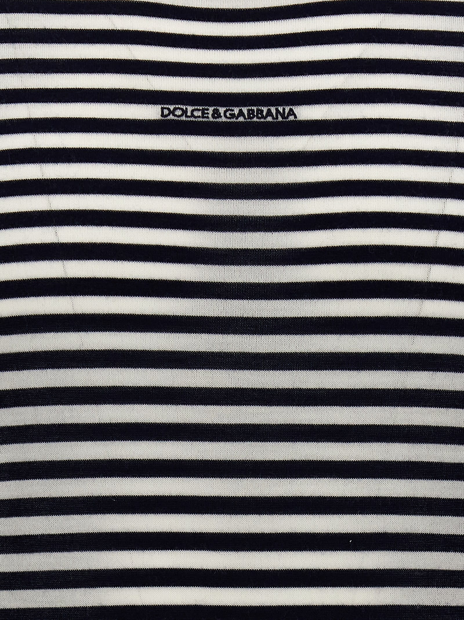 Shop Dolce & Gabbana Striped Sweater In Bianco Blu (white)