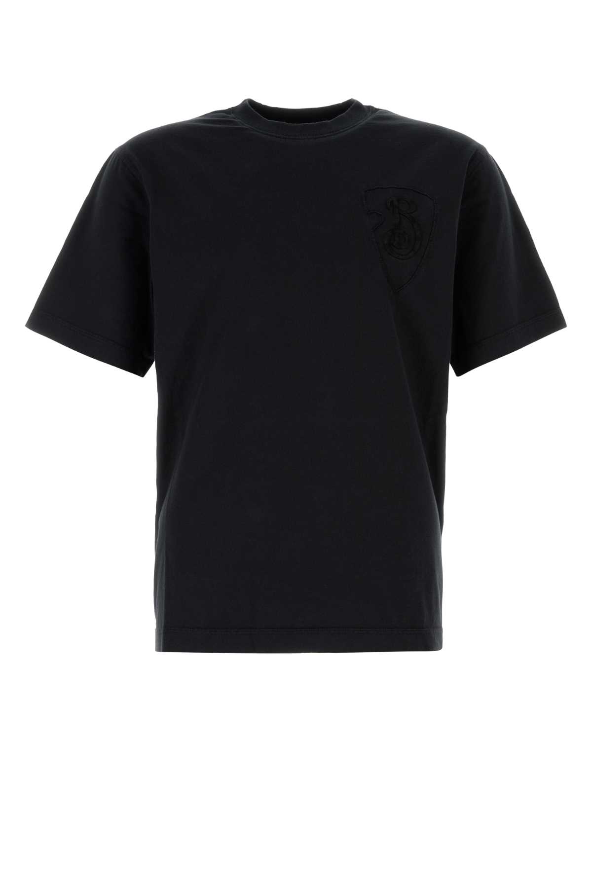 Shop Burberry Black Cotton T-shirt In Coal