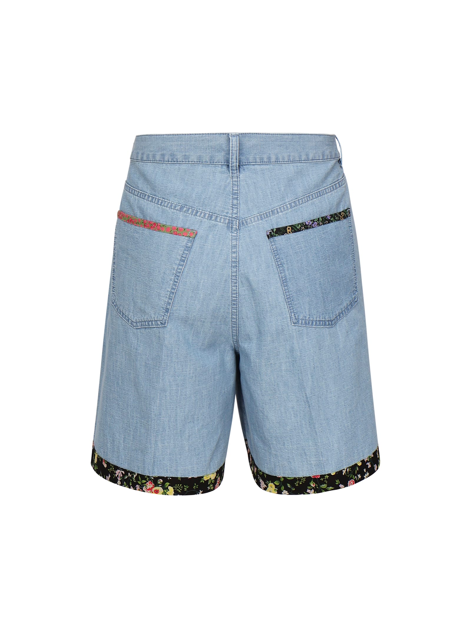 Valentino Tailored Shorts With Floral Trim And Pockets In Blue