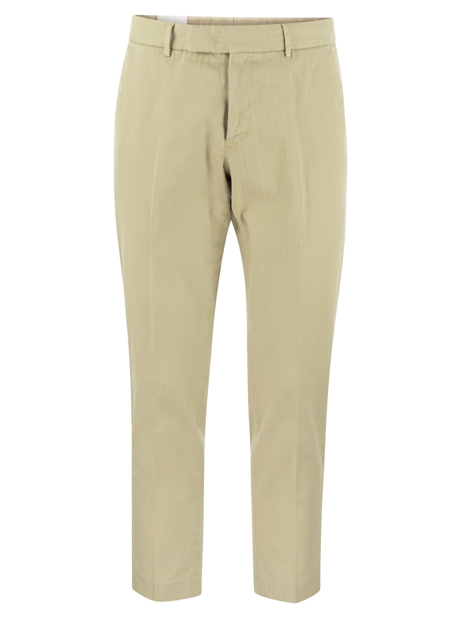 Pt01 Rebel - Cotton And Linen Trousers In Beige