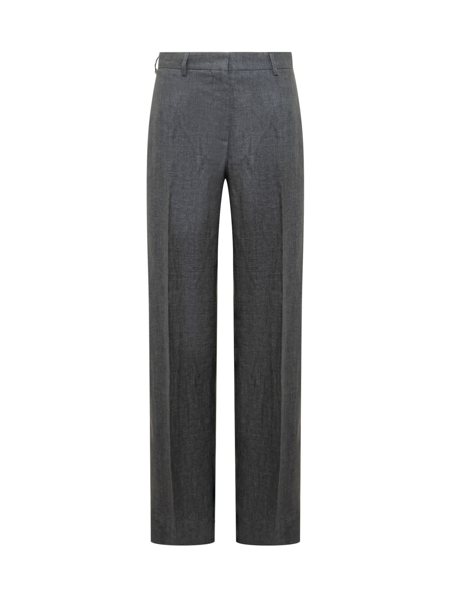 Shop Palm Angels Linen Trousers In Dark Grey Off