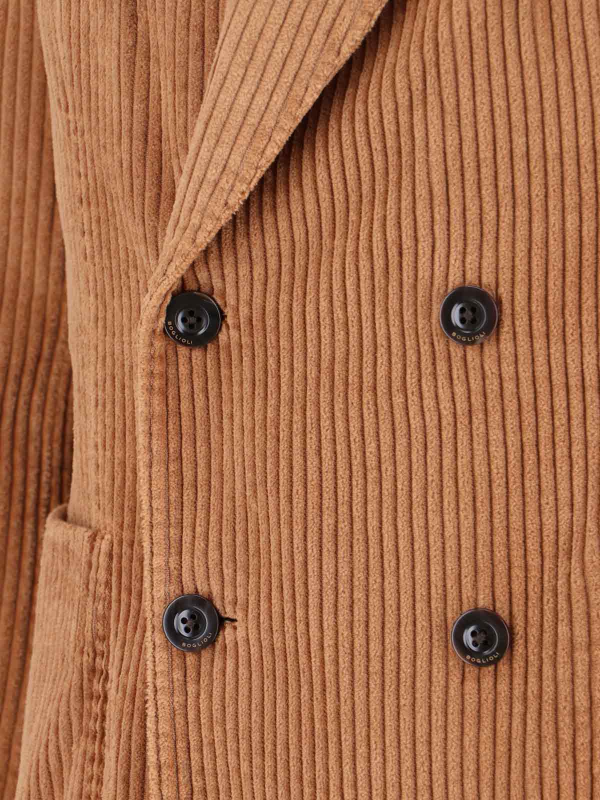 Boglioli Velvet Double-breasted Jacket In Brown