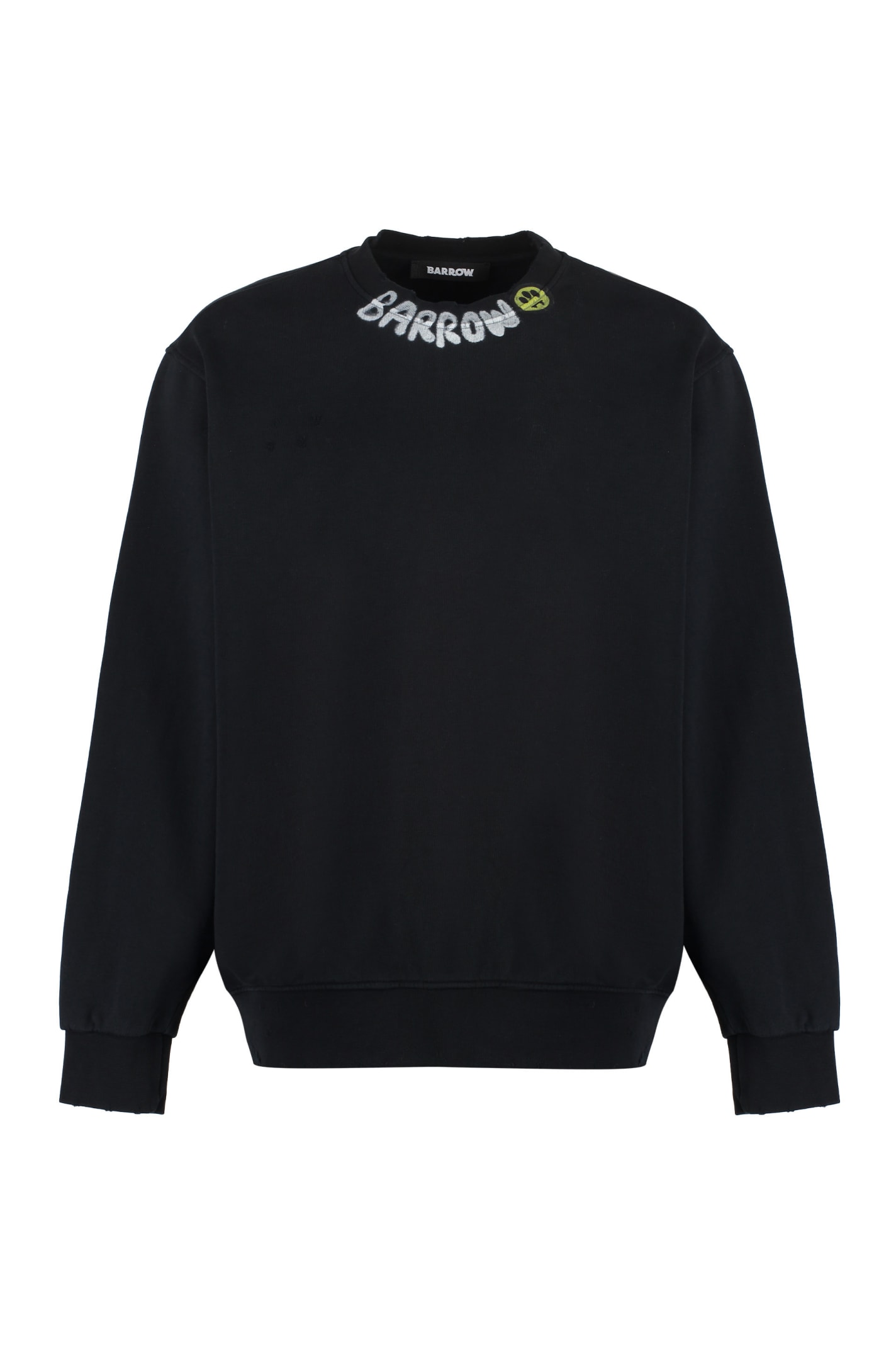 Shop Barrow Logo Detail Cotton Sweatshirt In Black