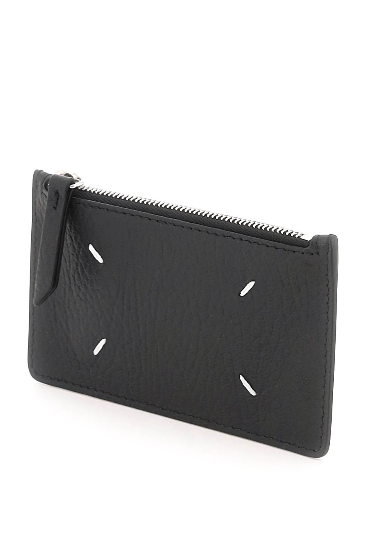 Shop Maison Margiela Leather Zipped Cardholder In Black (black)