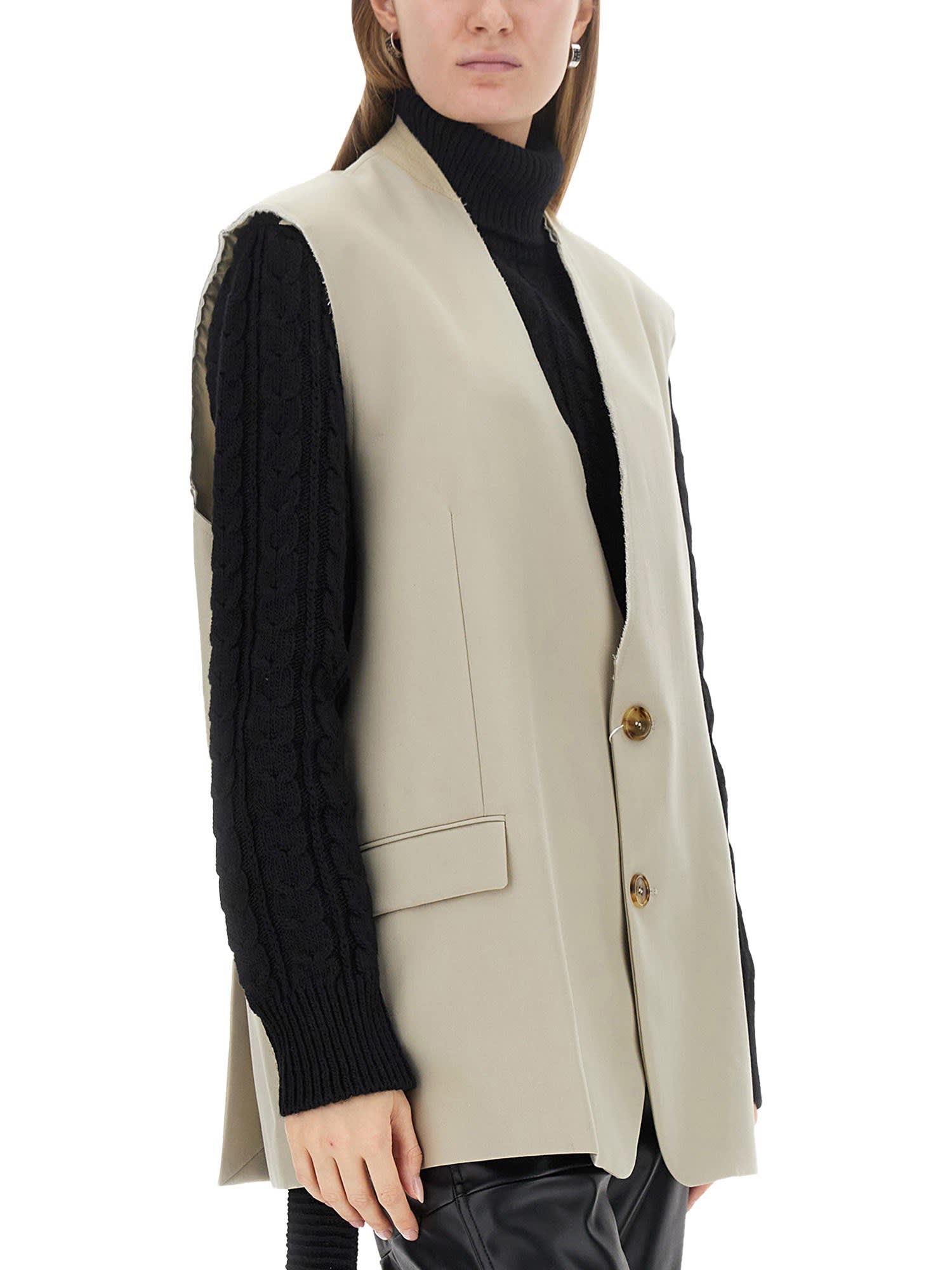 Mm6 Maison Margiela Mm6 By Maison Margiela Single-breasted Vest In Beige