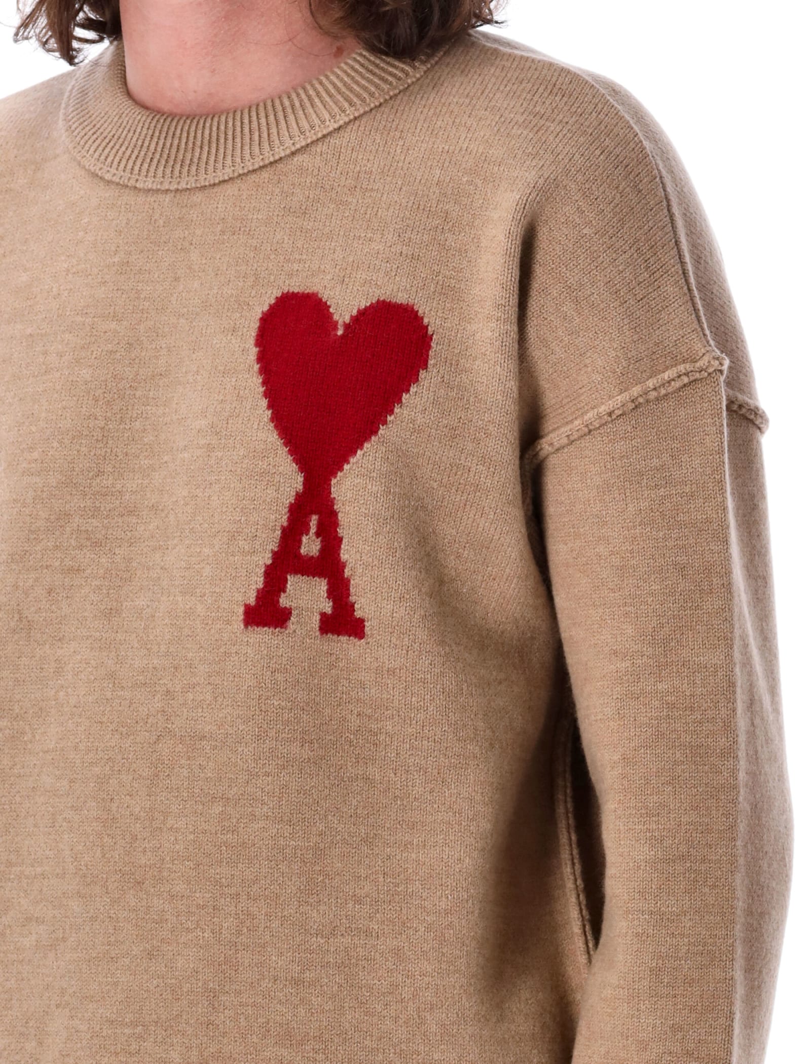 Shop Ami Alexandre Mattiussi Red Adc Sweater In Camel Red