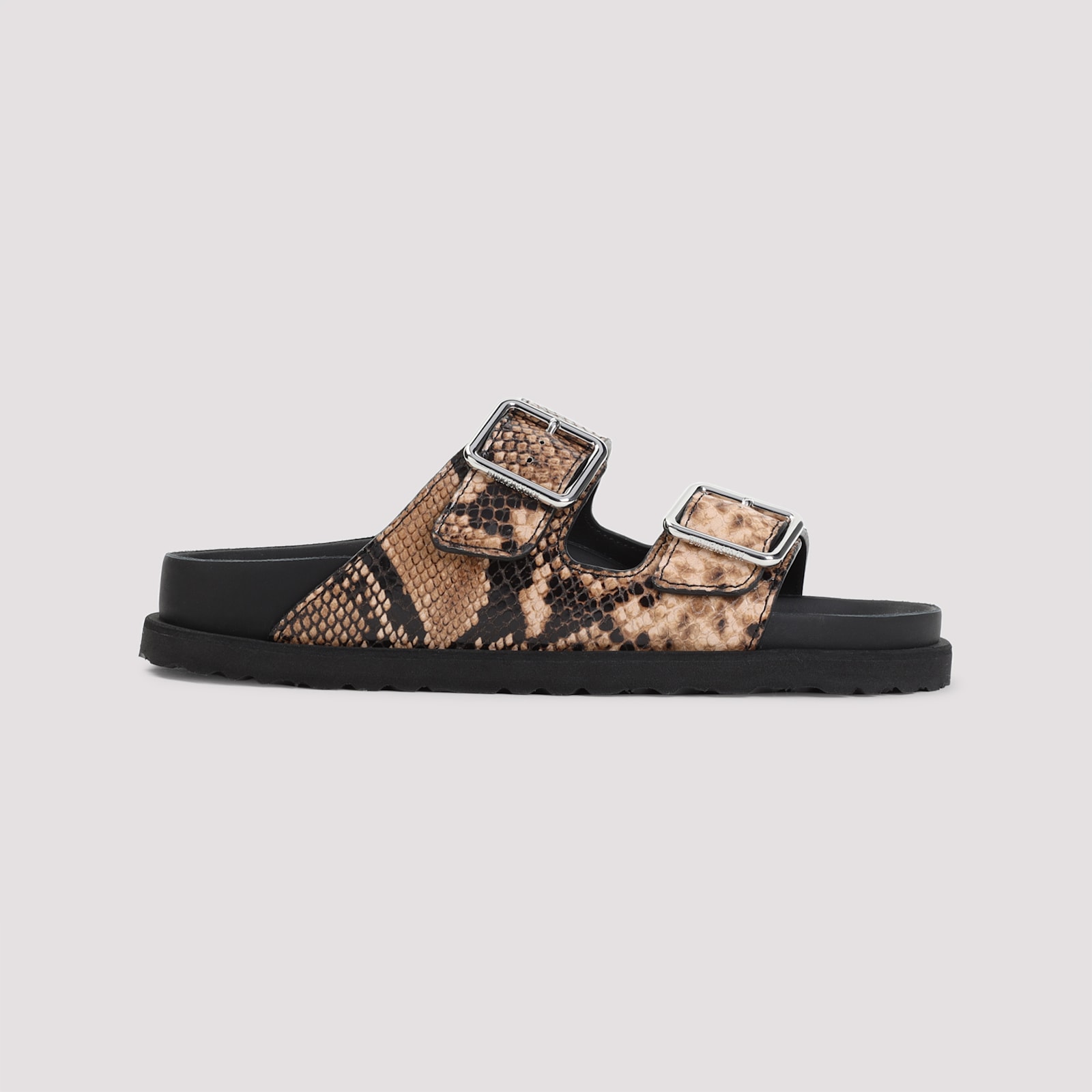 Birkenstock Open Toe Heeled Sandals Snakeskin Effect In Naturalsnakebrown