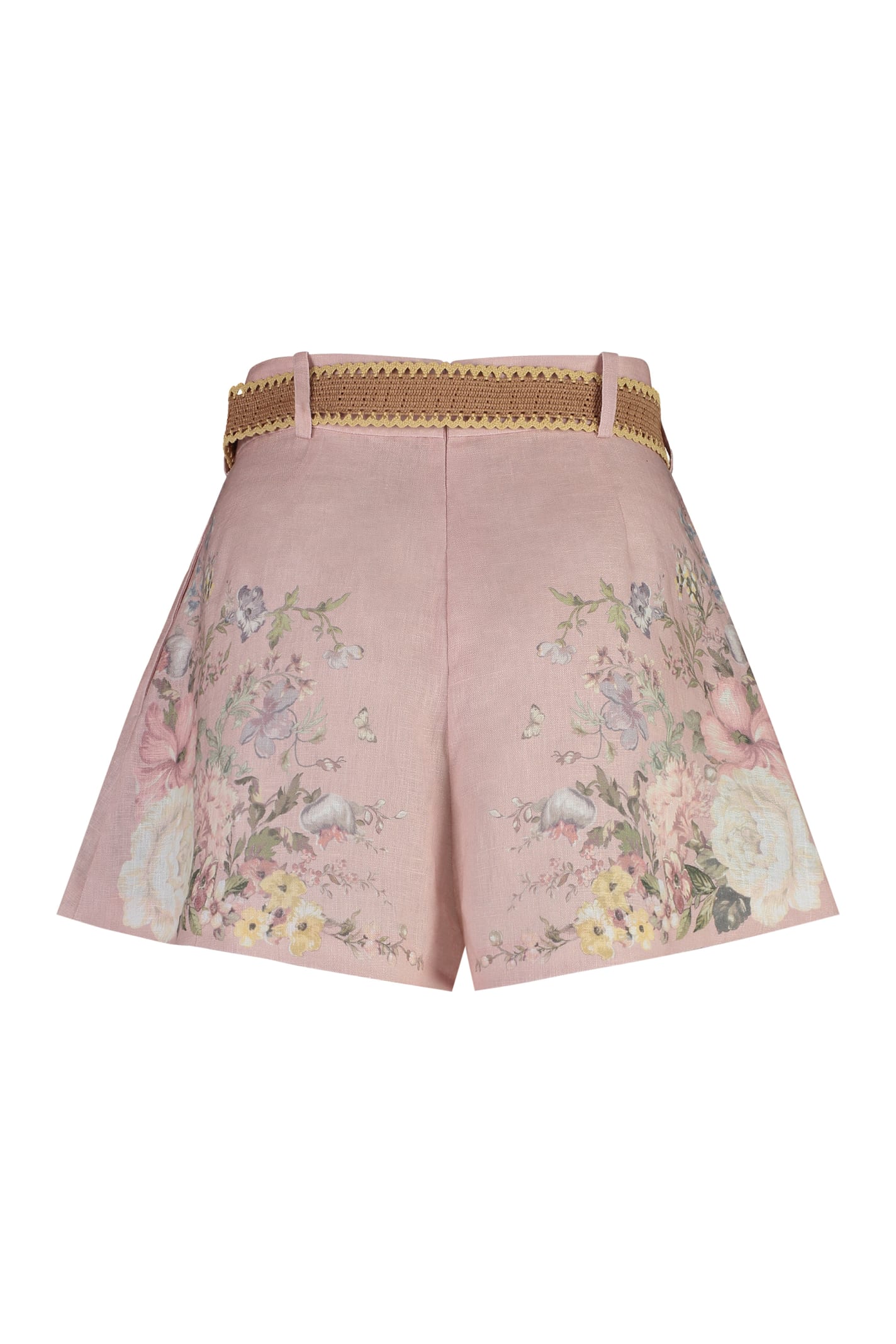 Shop Zimmermann Waverly Printed Linen Shorts In Pink