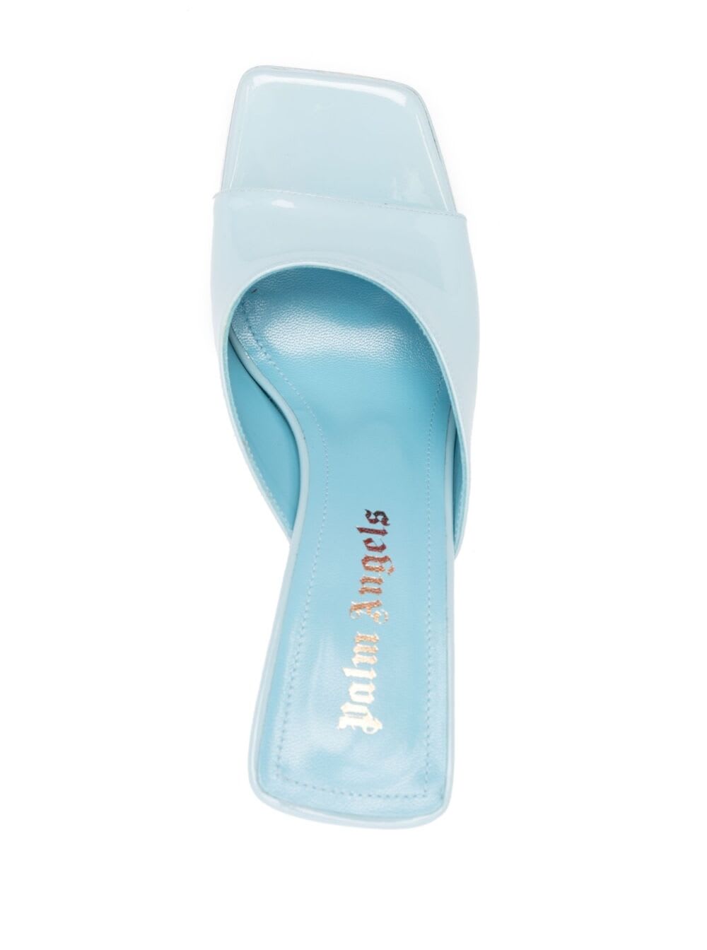Shop Palm Angels Palm Tree Blue Mules With Palm Tree-shaped Heel In Leather Woman
