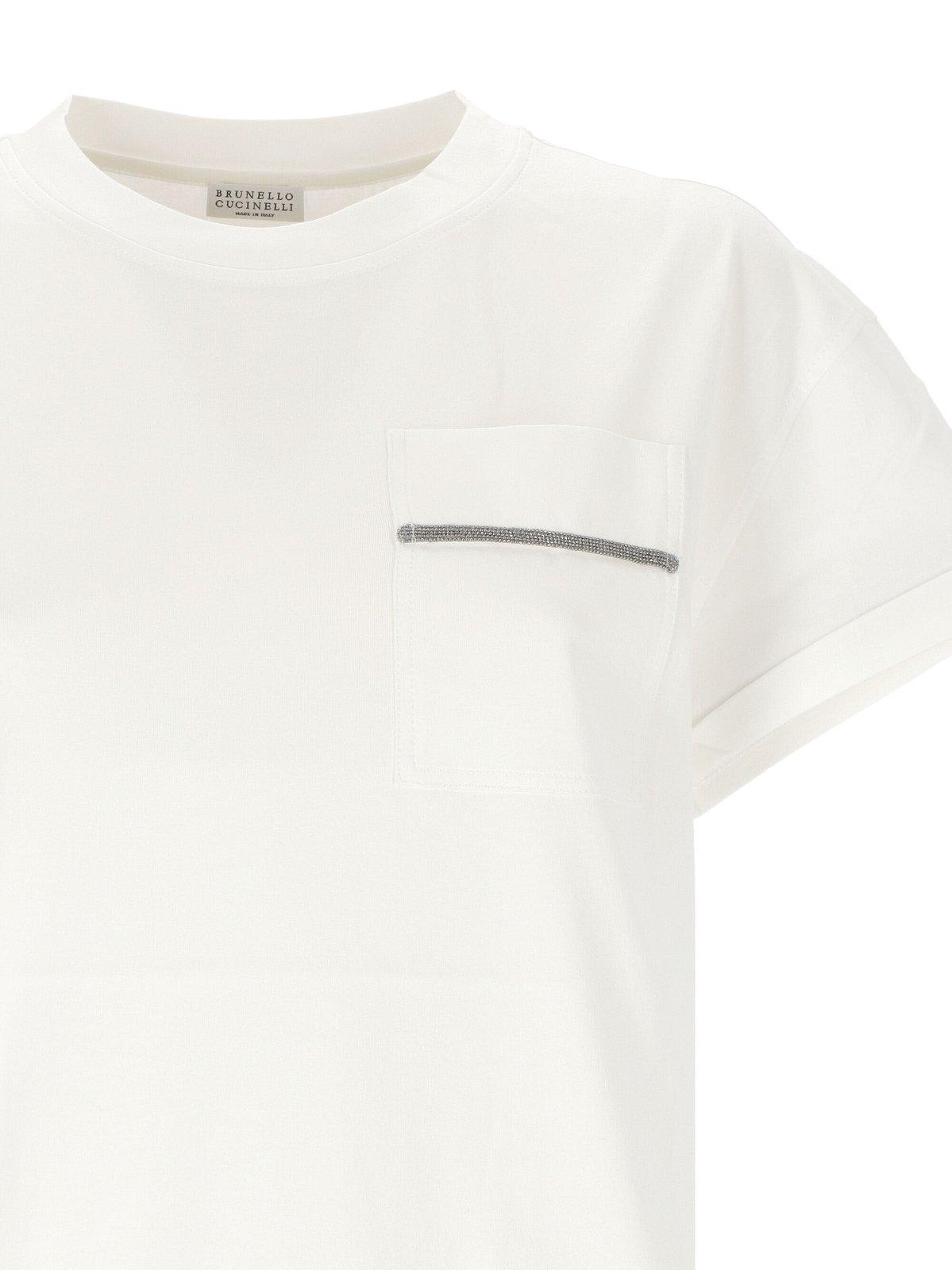 Shop Brunello Cucinelli Monili-chain Crewneck T-shirt In White