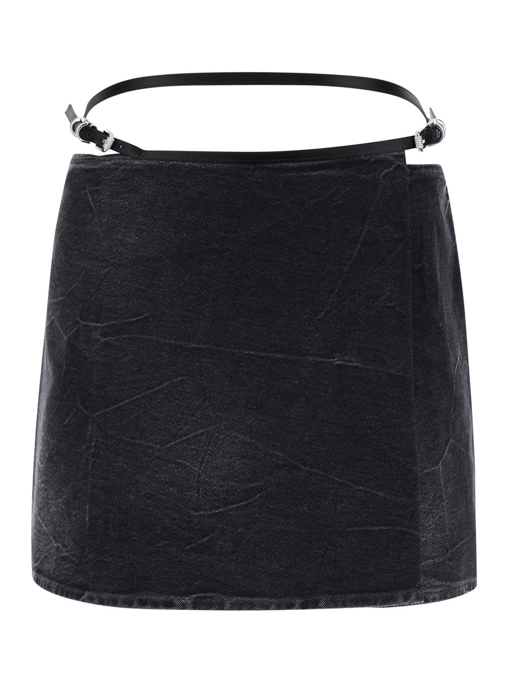 Shop Givenchy Voyou Denim Skirt In Black