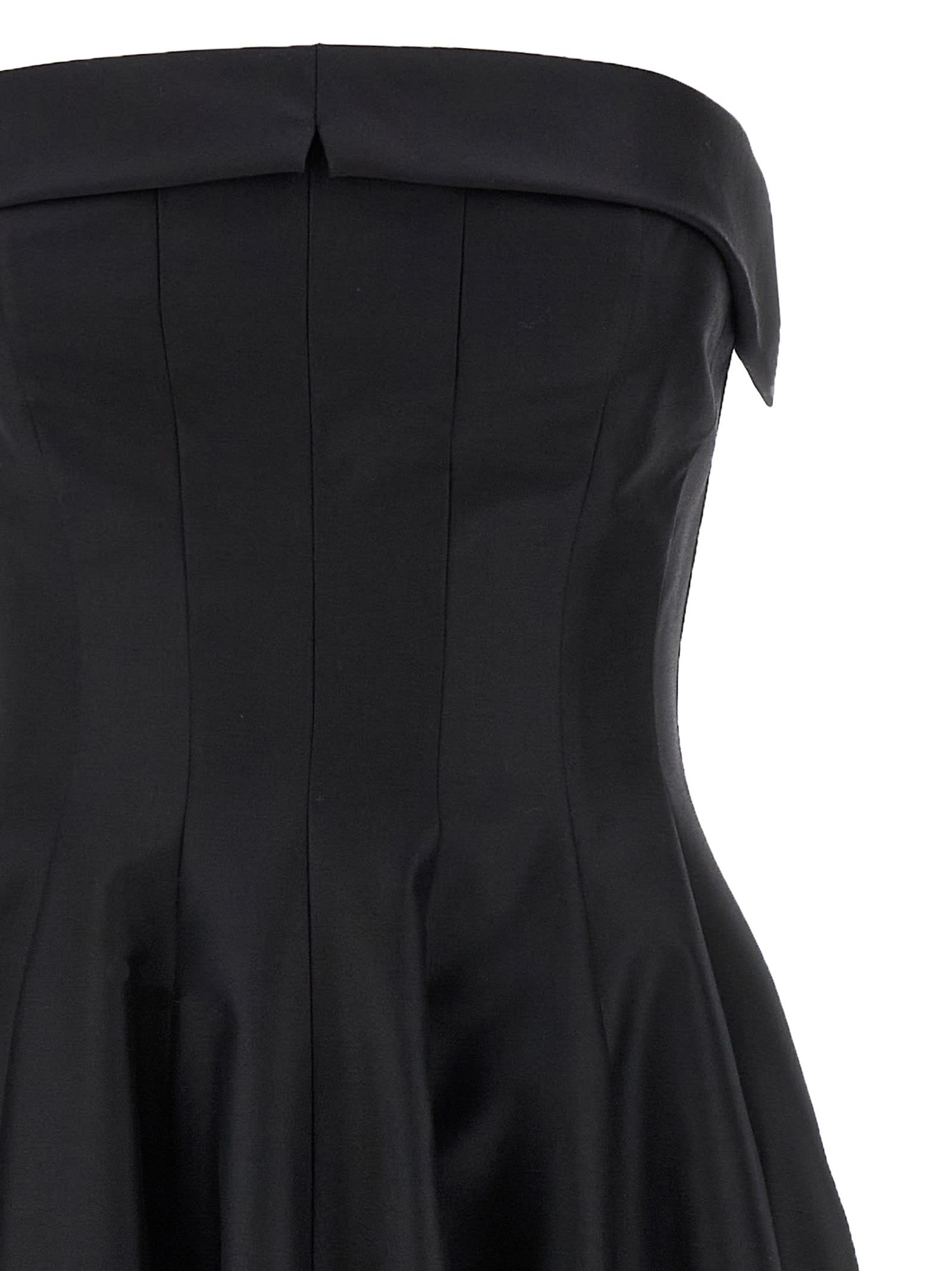 Alberta Ferretti Shoulder-baring Dress With Fitted Bodice And Flared Skirt In Black