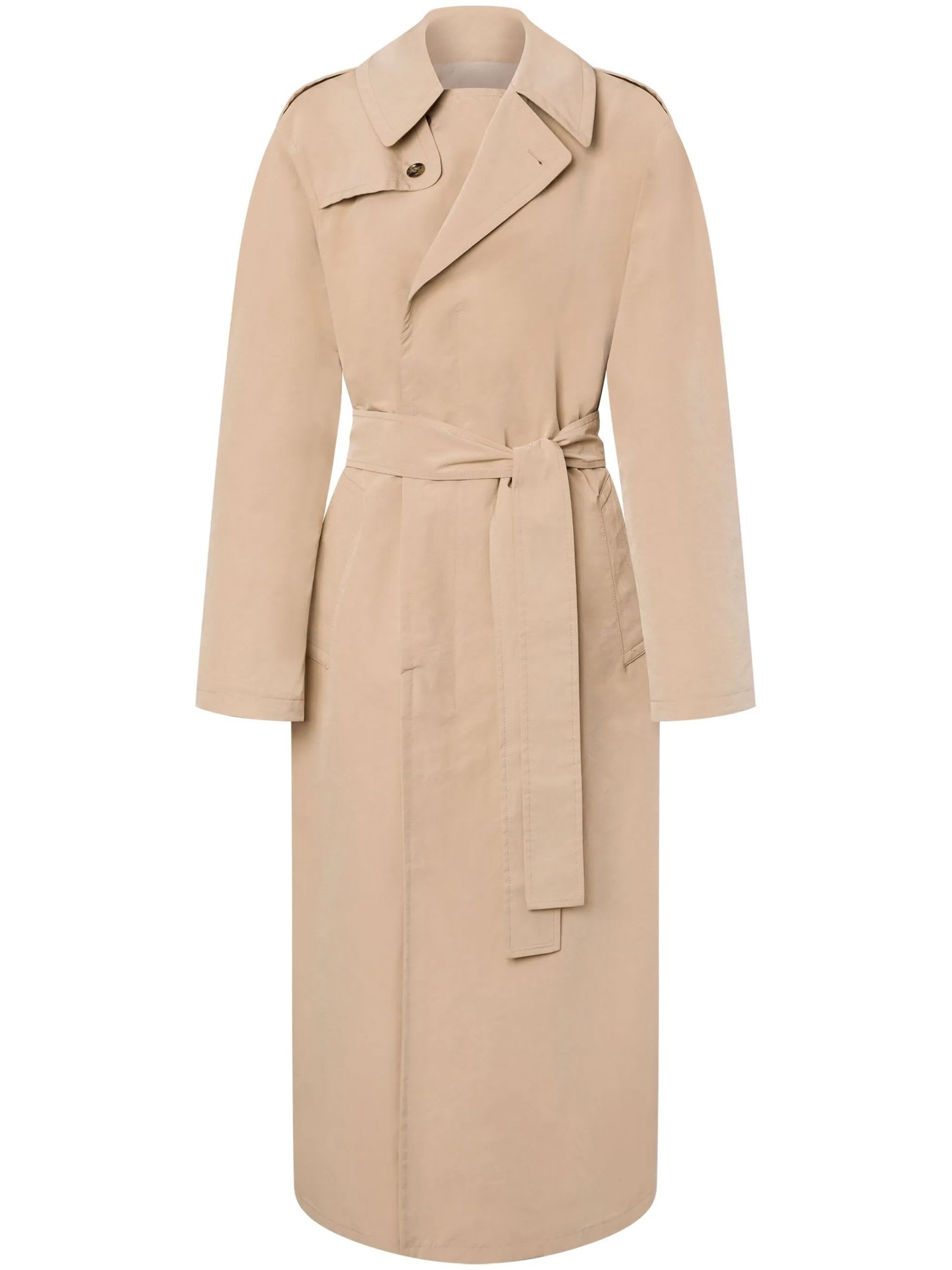 Beige Button-up Trench Coat