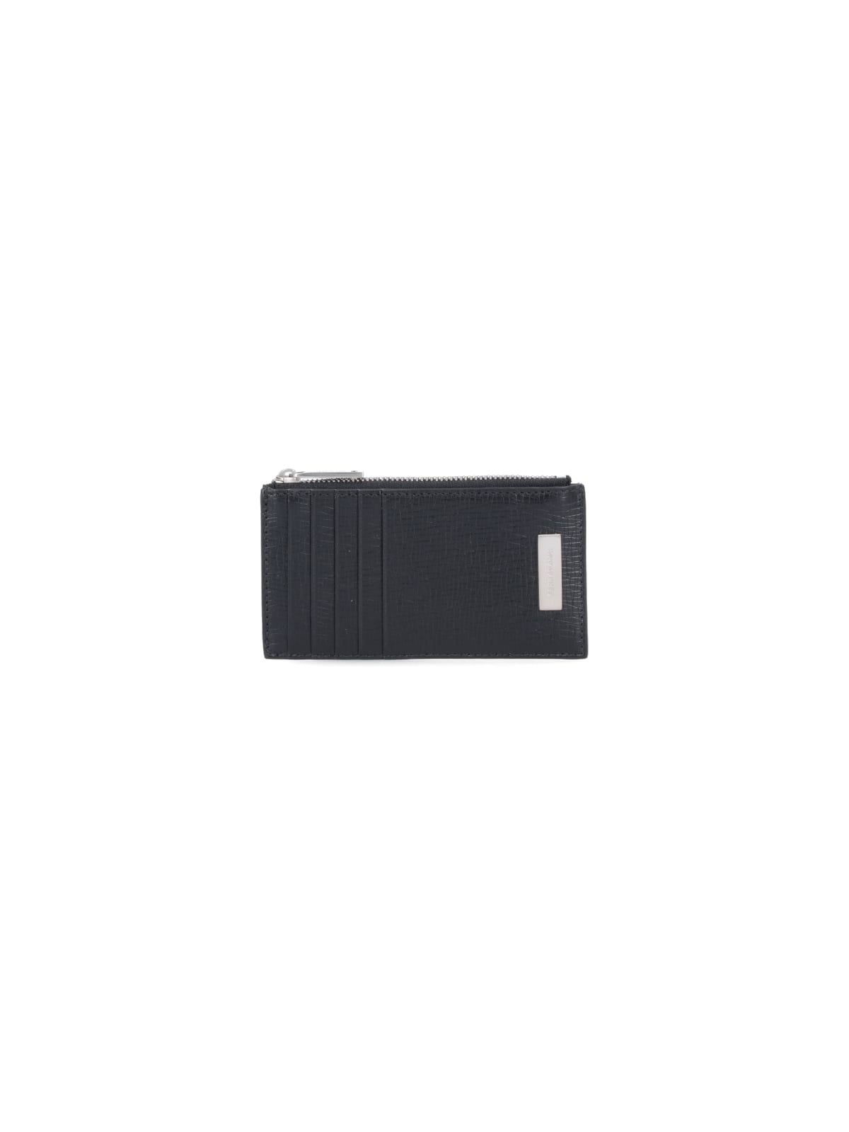 Ferragamo Zip Card Holder In Black