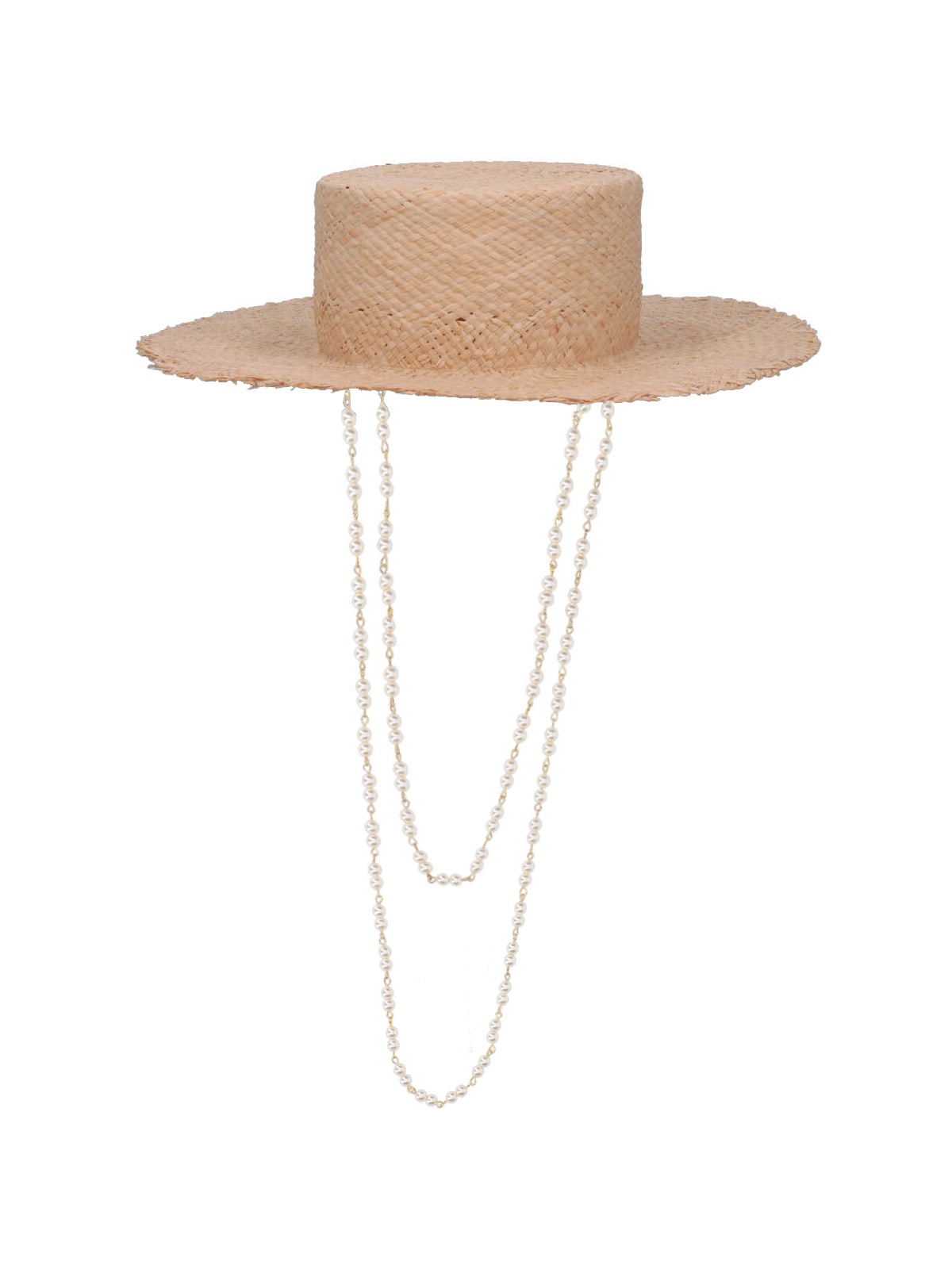Shop Ruslan Baginskiy Raffia Hat With Chain In Beige