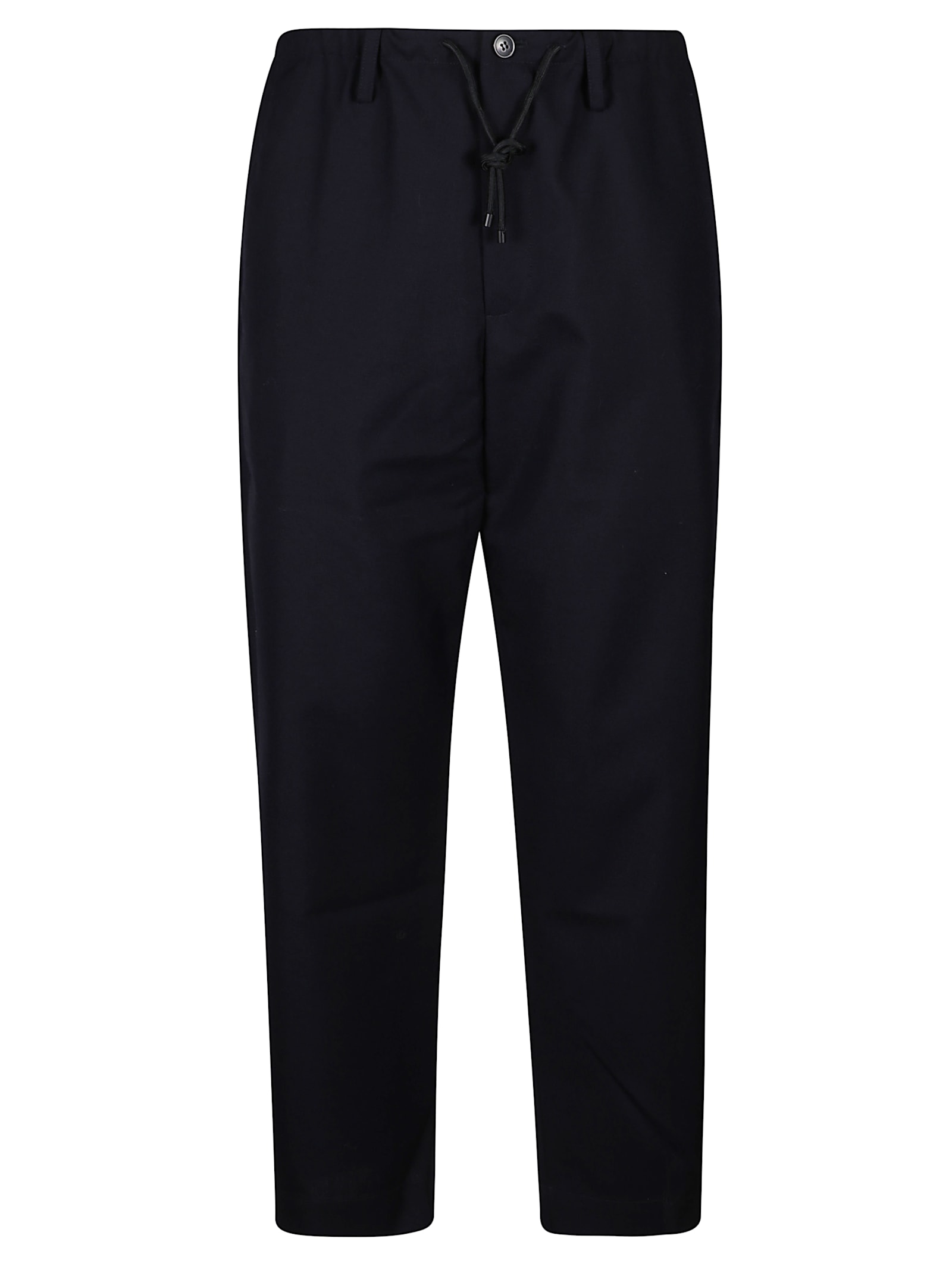 Dries Van Noten Wool Trousers With Button Detail And Elastic Waistband In Blue