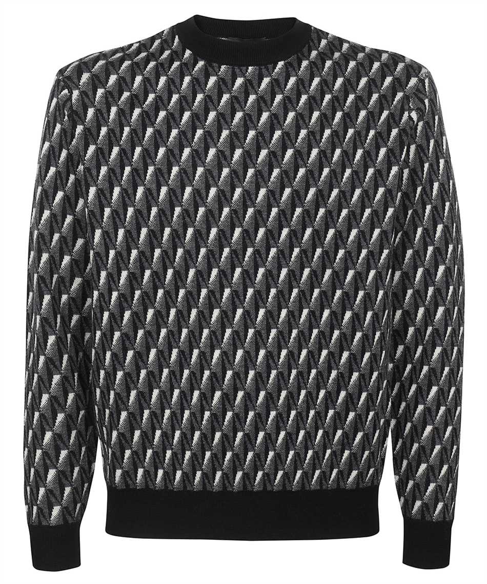 Emporio Armani Long Sleeve Crew-neck Sweater In Grey