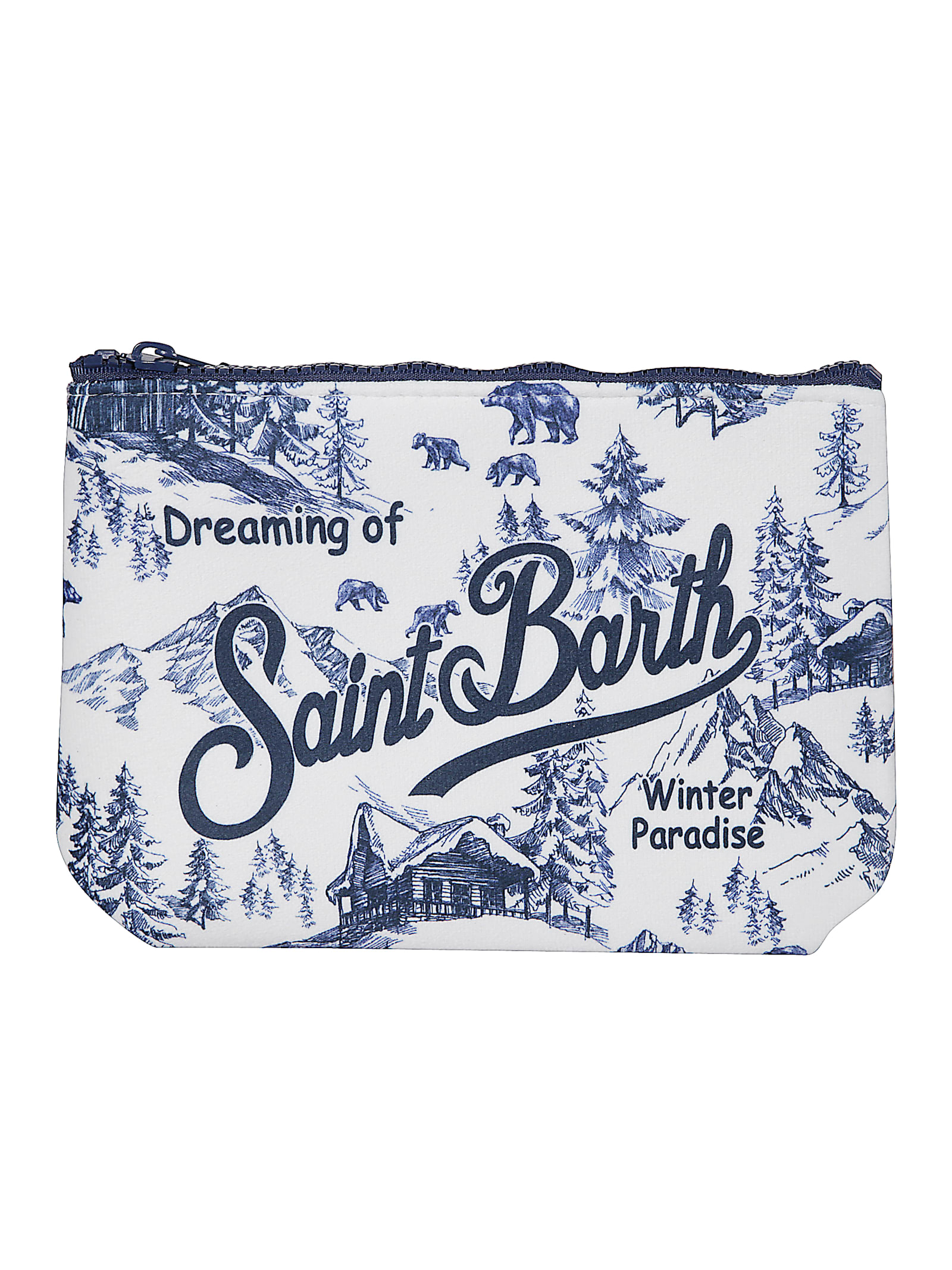 Mc2 Saint Barth Aline Printed Wrist Strap Clutch Bag In Blue