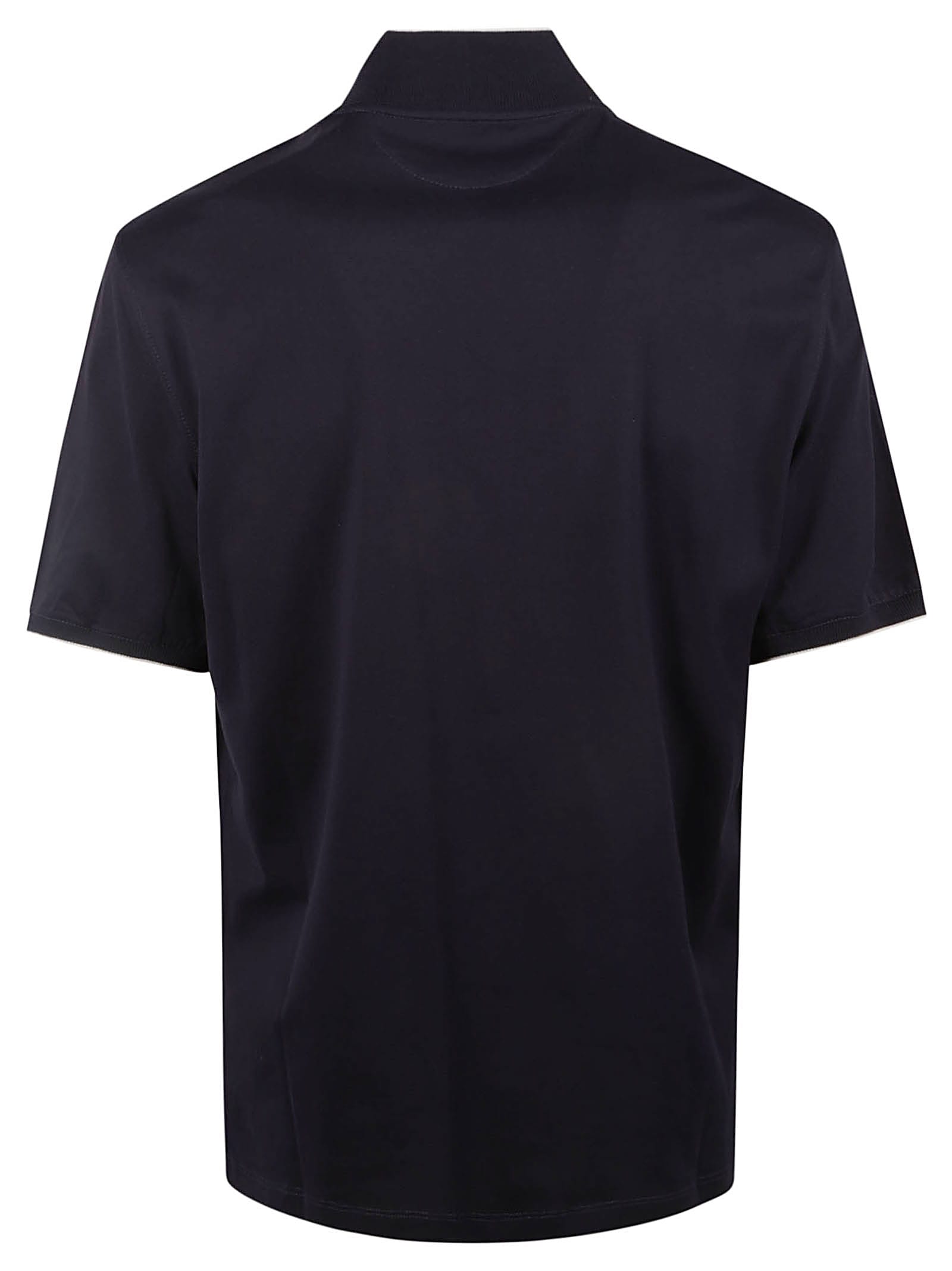 Shop Brunello Cucinelli Chest Logo Regular Polo Shirt In Cobalt Pearl