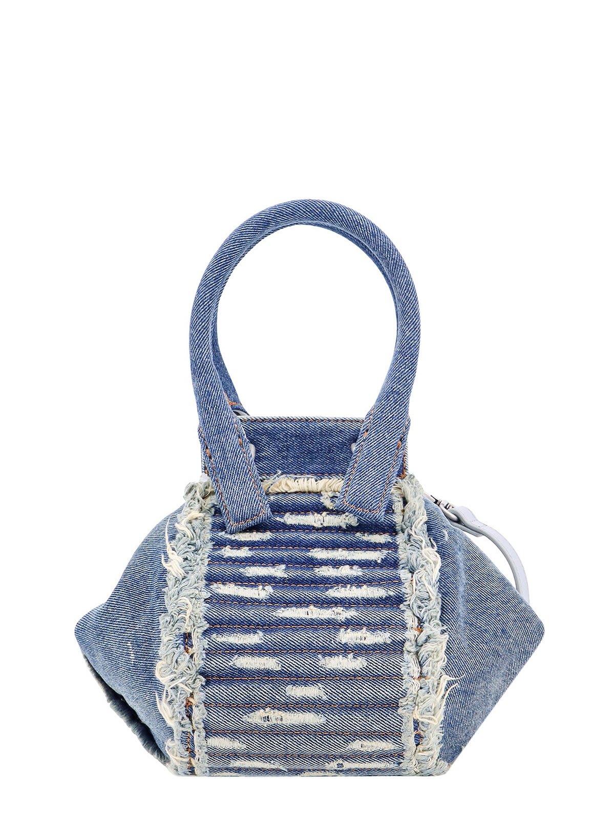 Shop Diesel D-vina-xs Logo Charm Denim Shoulder Bag