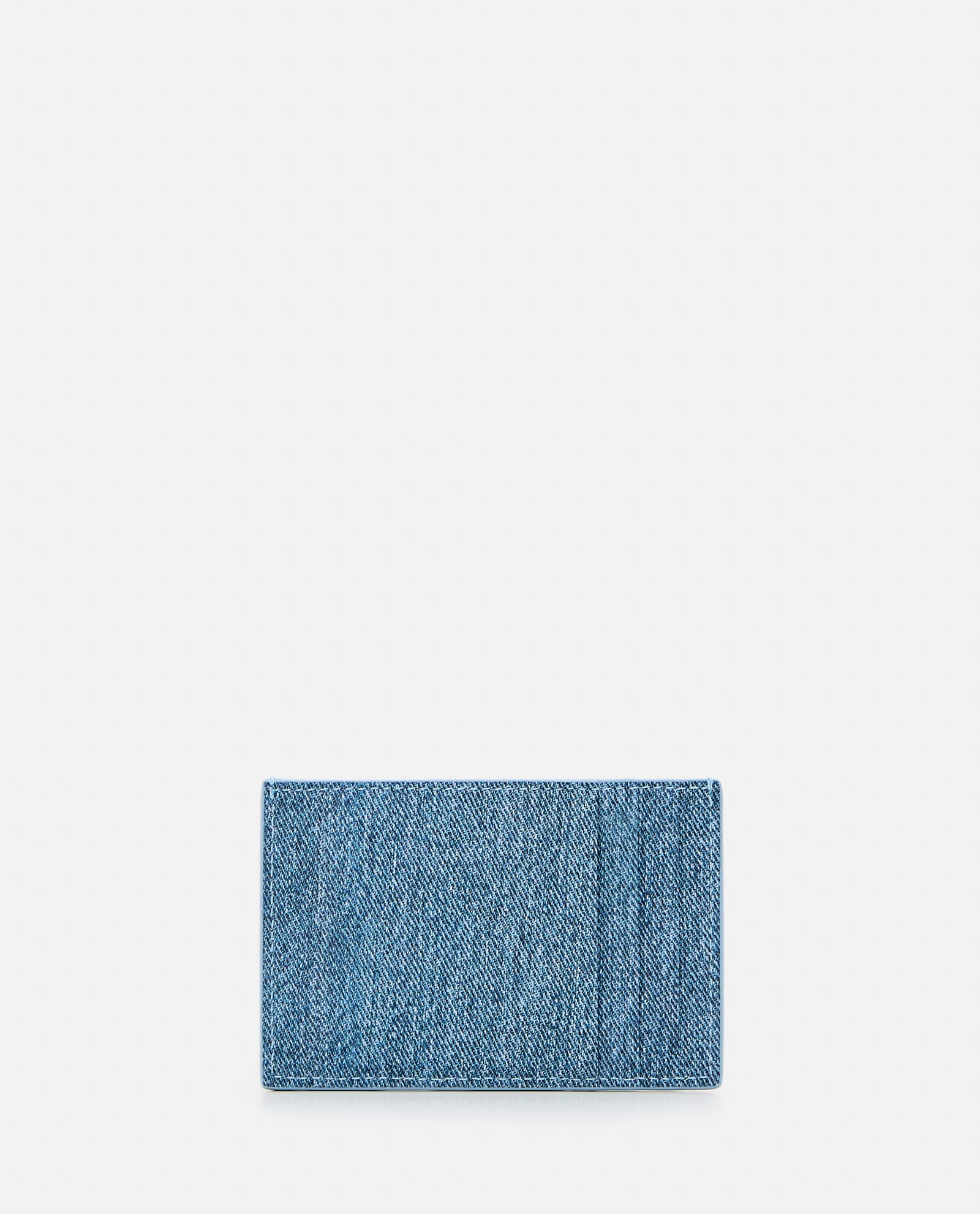 Shop Bottega Veneta Leather Cassette Card Holder Denim Printed In Clear Blue