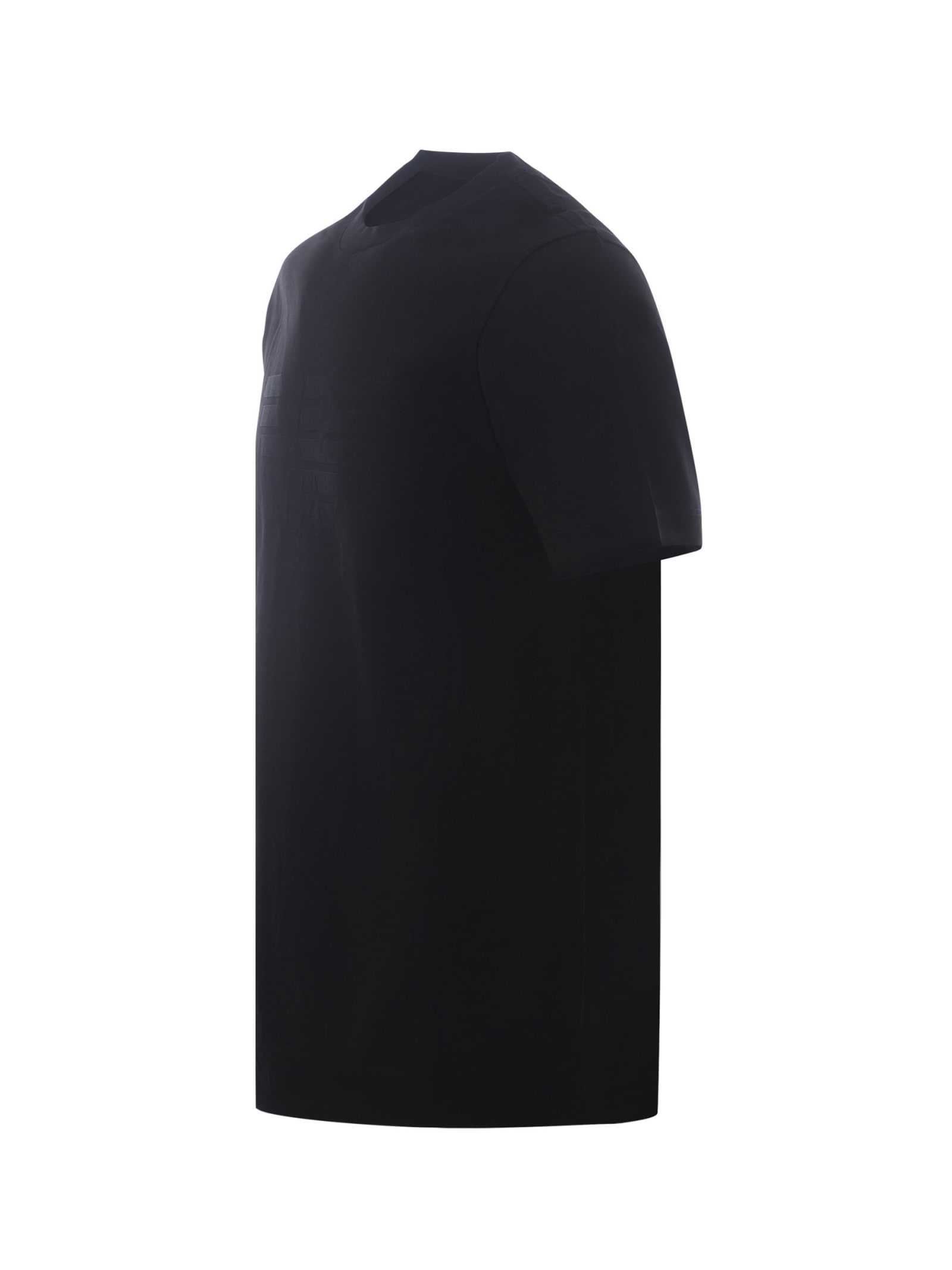 Giorgio Armani Classic Crew Neck T-shirt In Virgin Wool In Nero