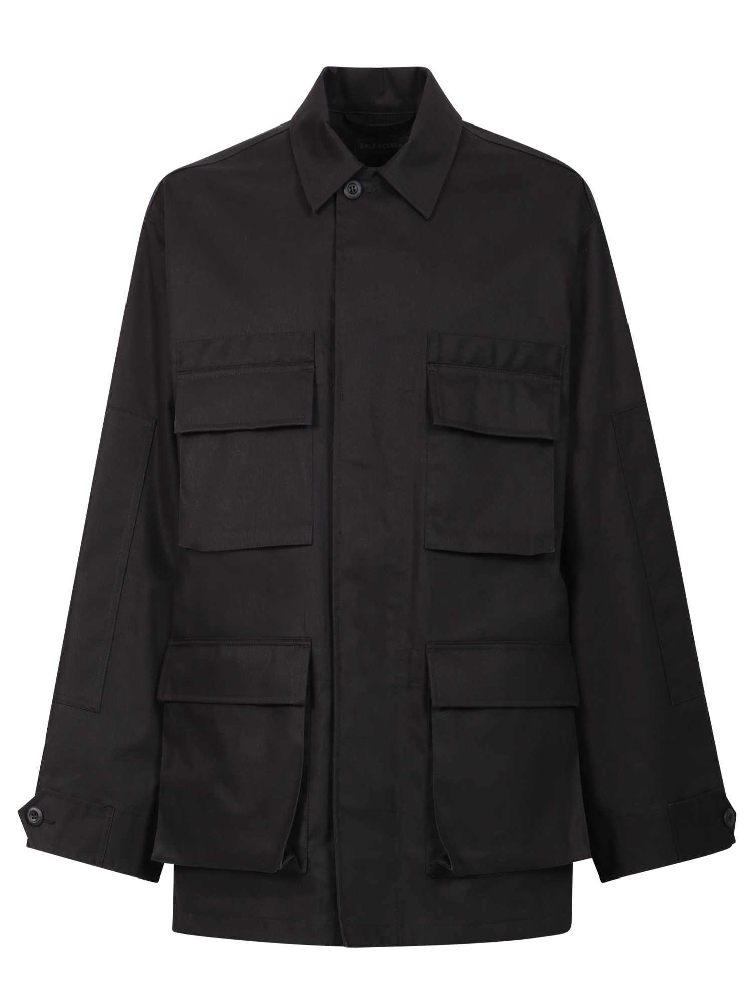 Balenciaga Classic Cargo Jacket With Shirt Collar In Black