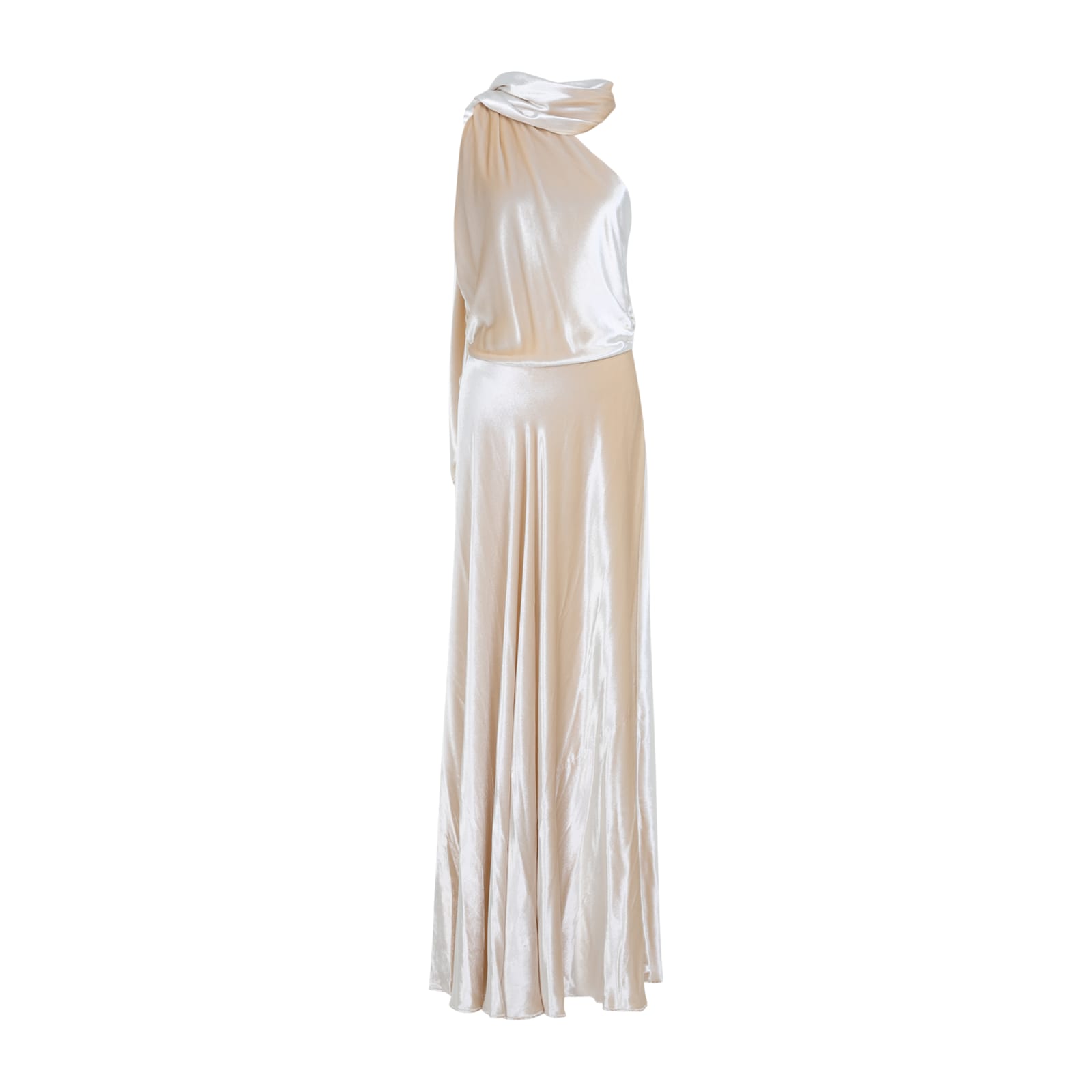Alberta Ferretti One-shoulder Maxi Dress With Draped Sleeve In Pink