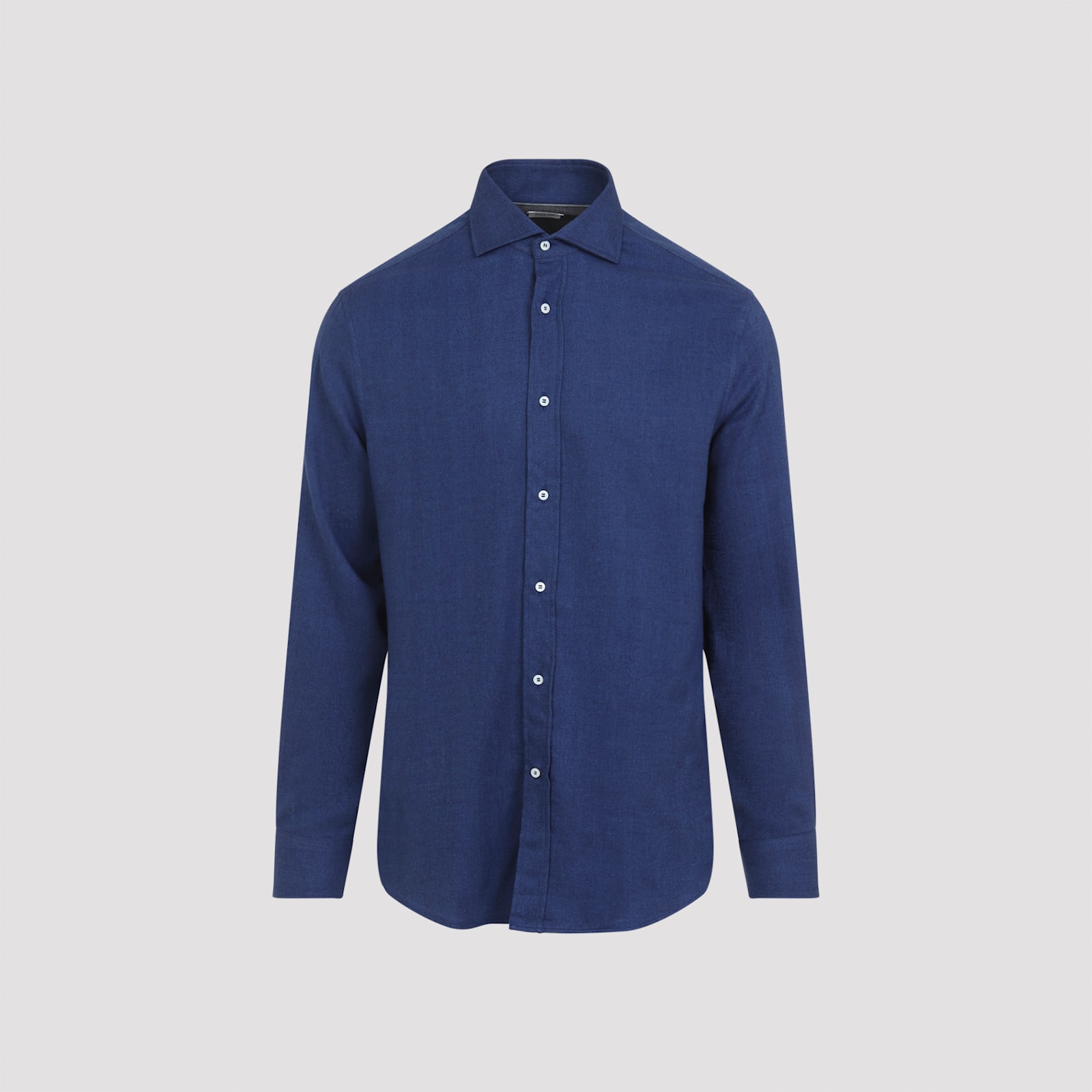 Brunello Cucinelli Tailored Herringbone Shirt Collar Button-down In Blue