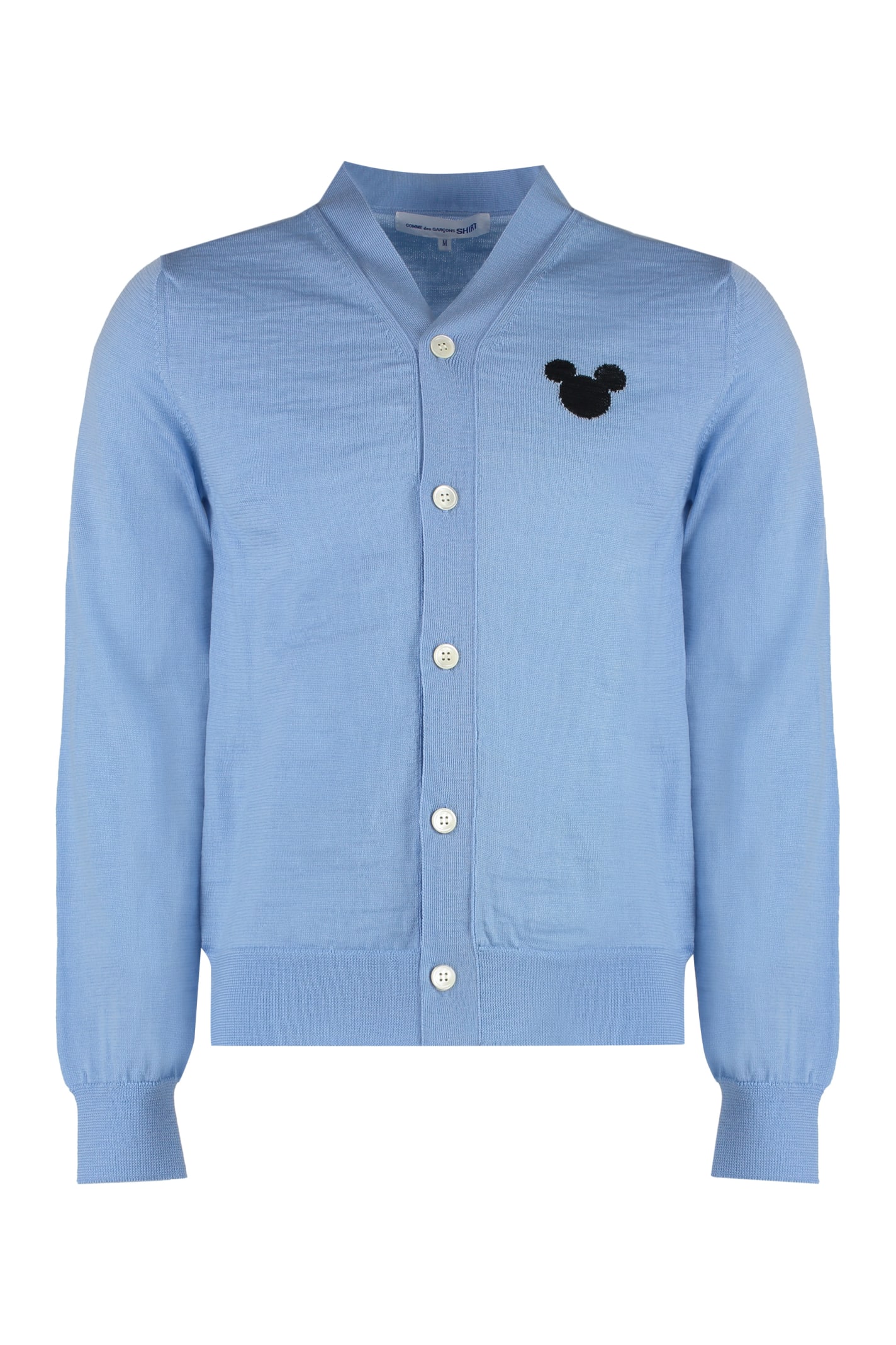 Shop Comme Des Garçons Shirt X Disney - Intarsia Cardigan In Blue